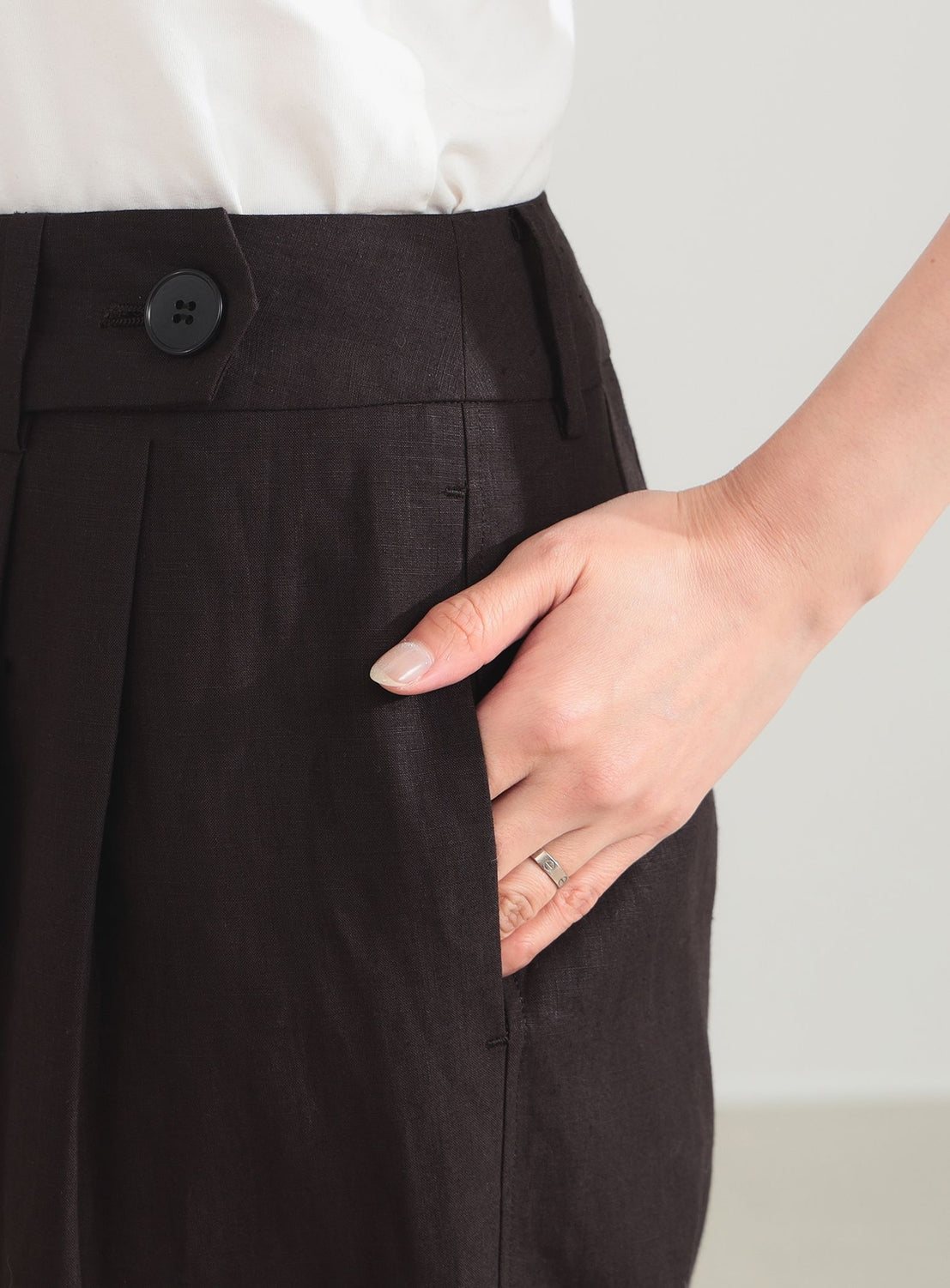 Simple Linen Wide Pants .M