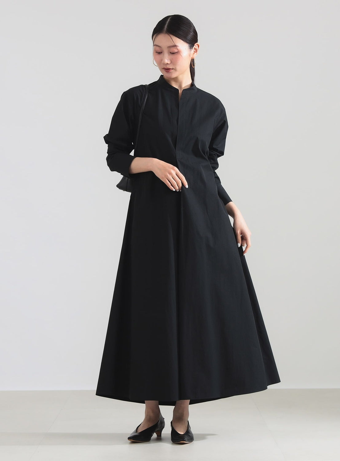Cotton Nylon Flare Shirt Dress