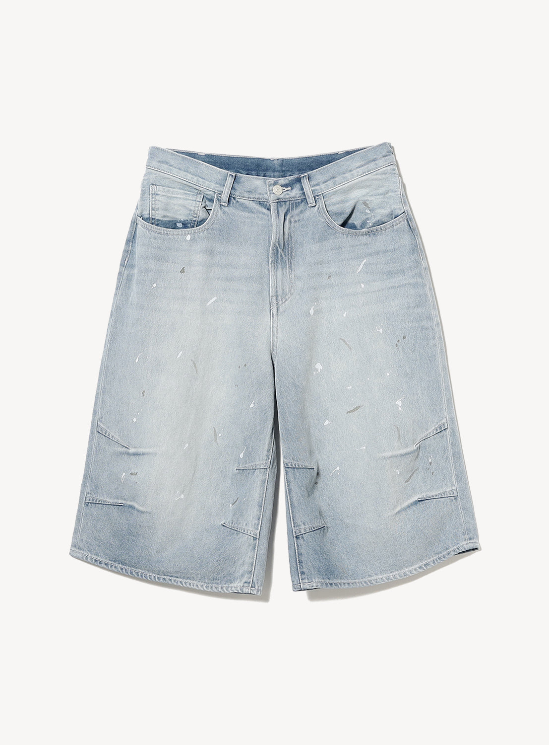 Wide Paint Denim Three Quarters Pants