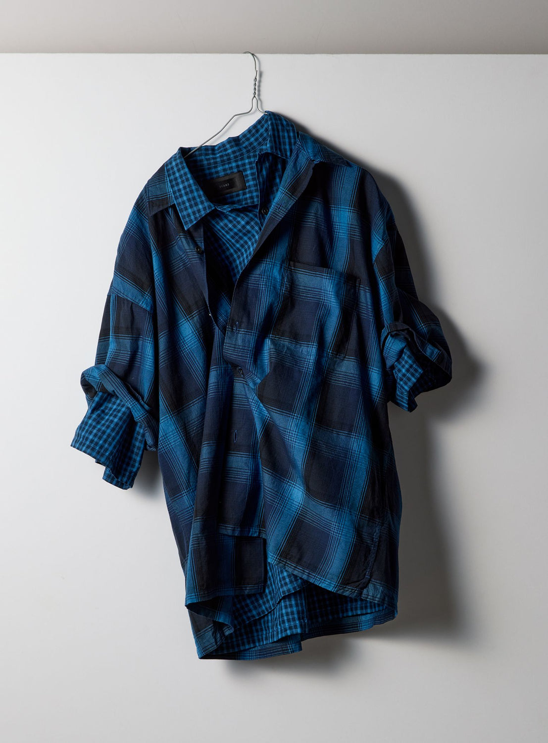 the A / Indigo Check Open Collar Shirt