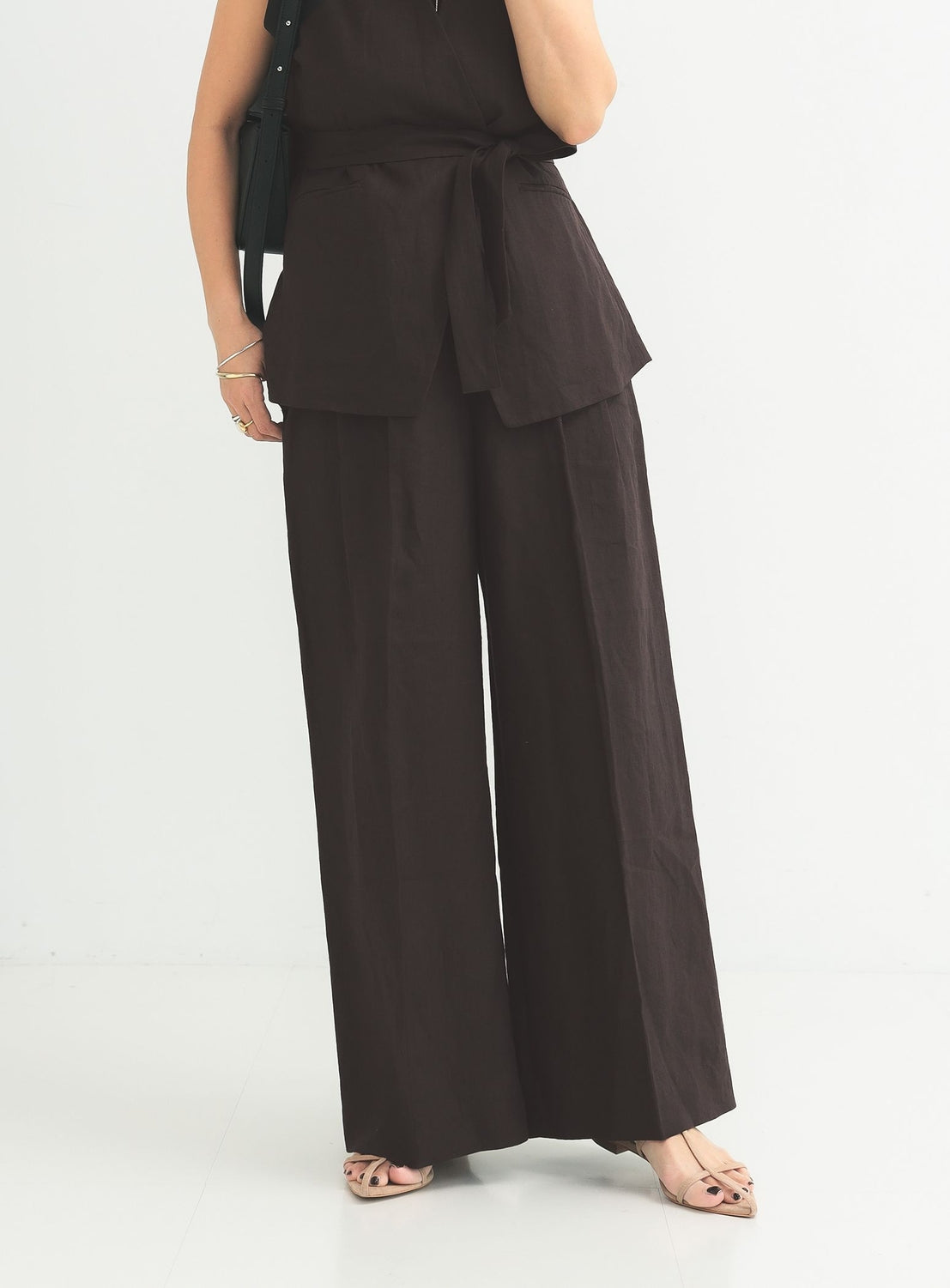Simple Linen Wide Pants .M