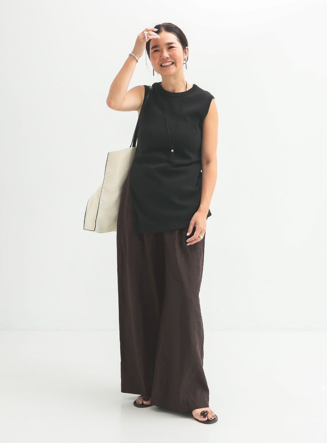 Simple Linen Wide Pants .M