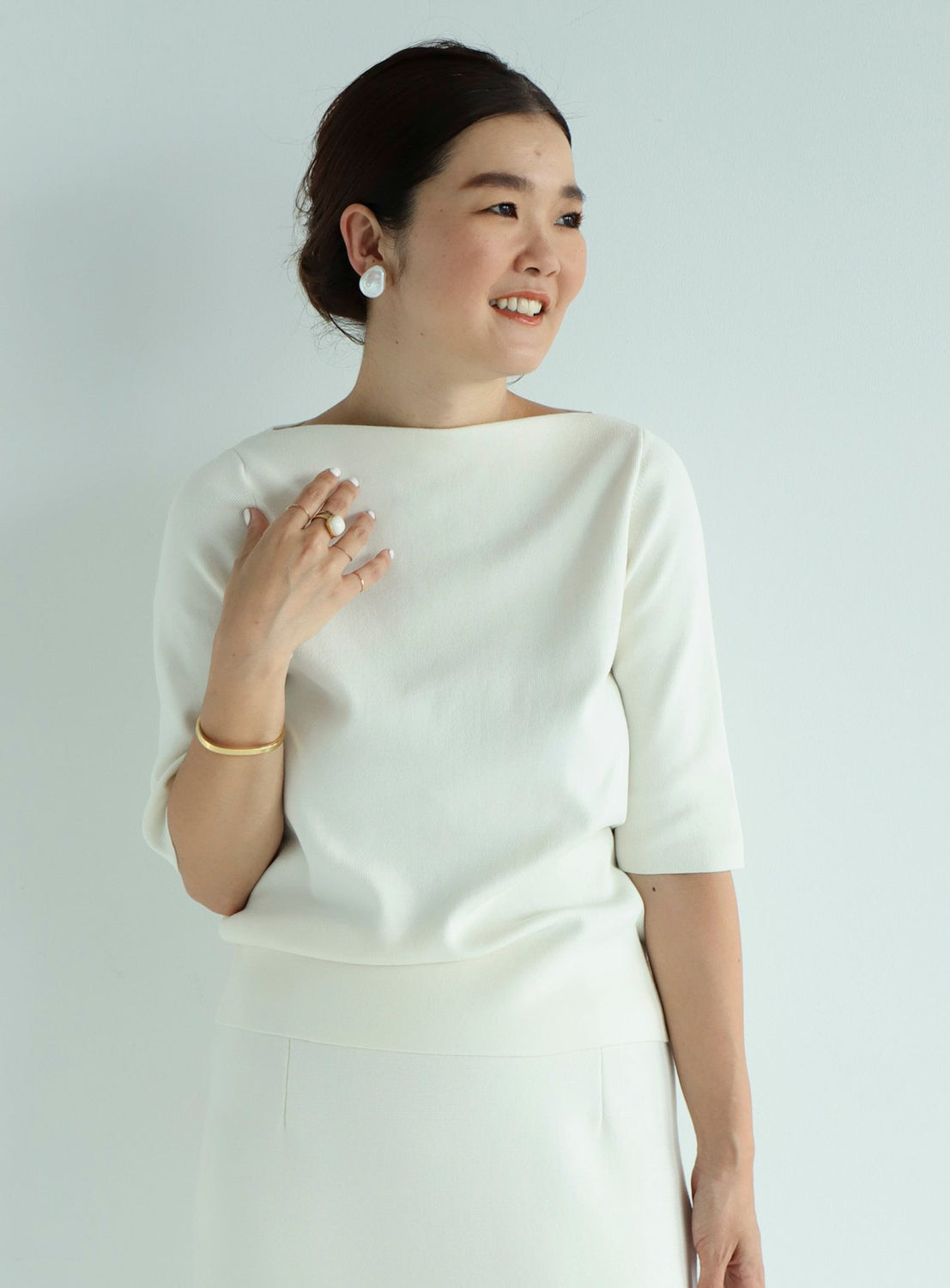 Simple Boat Neck Knit .M