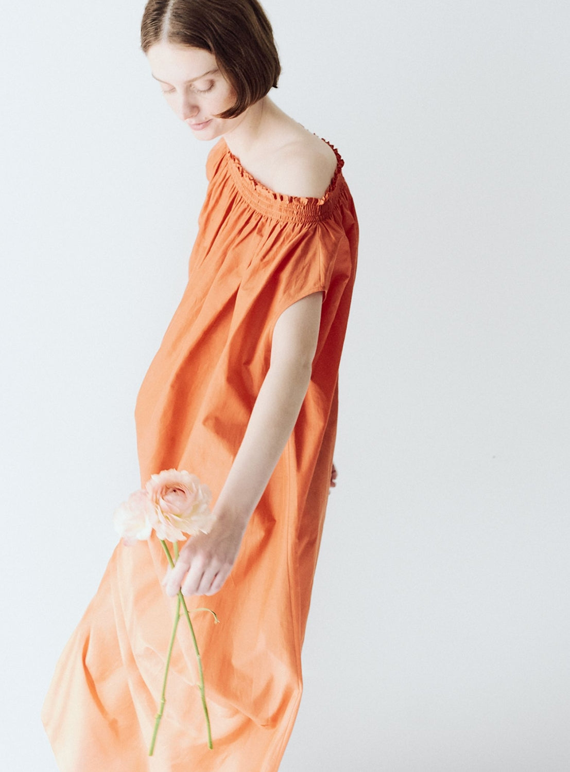 Cotton Silk Off-Shoulder Dress