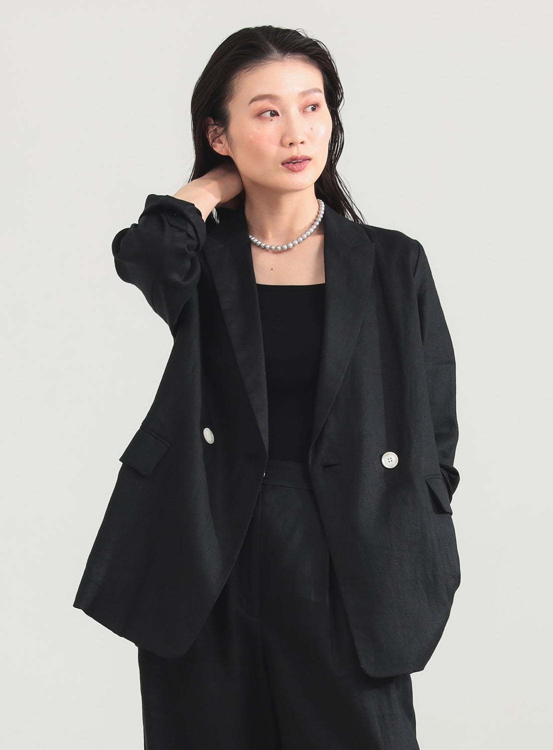 Double-Breasted Linen Jacket