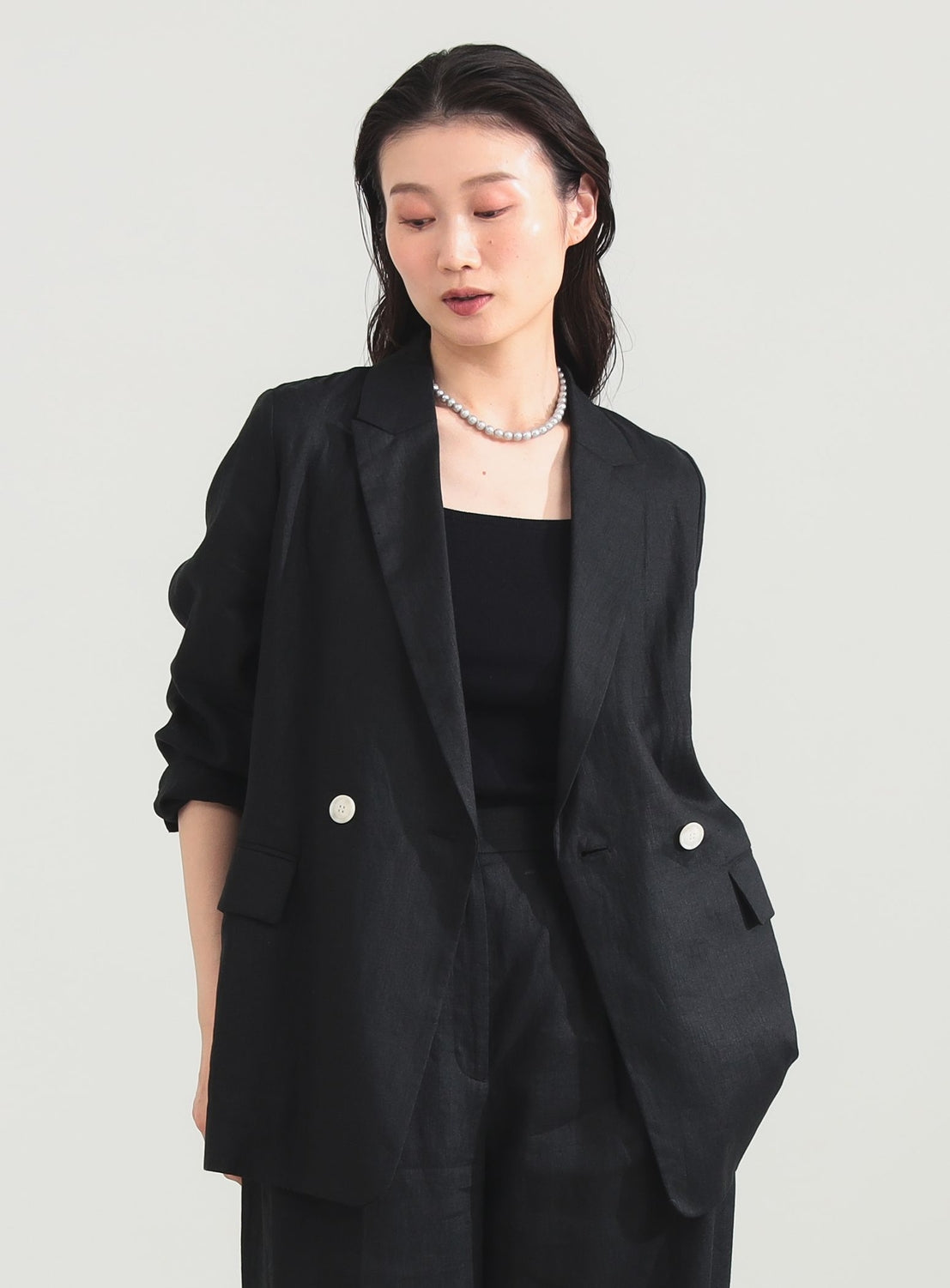 Double-Breasted Linen Jacket