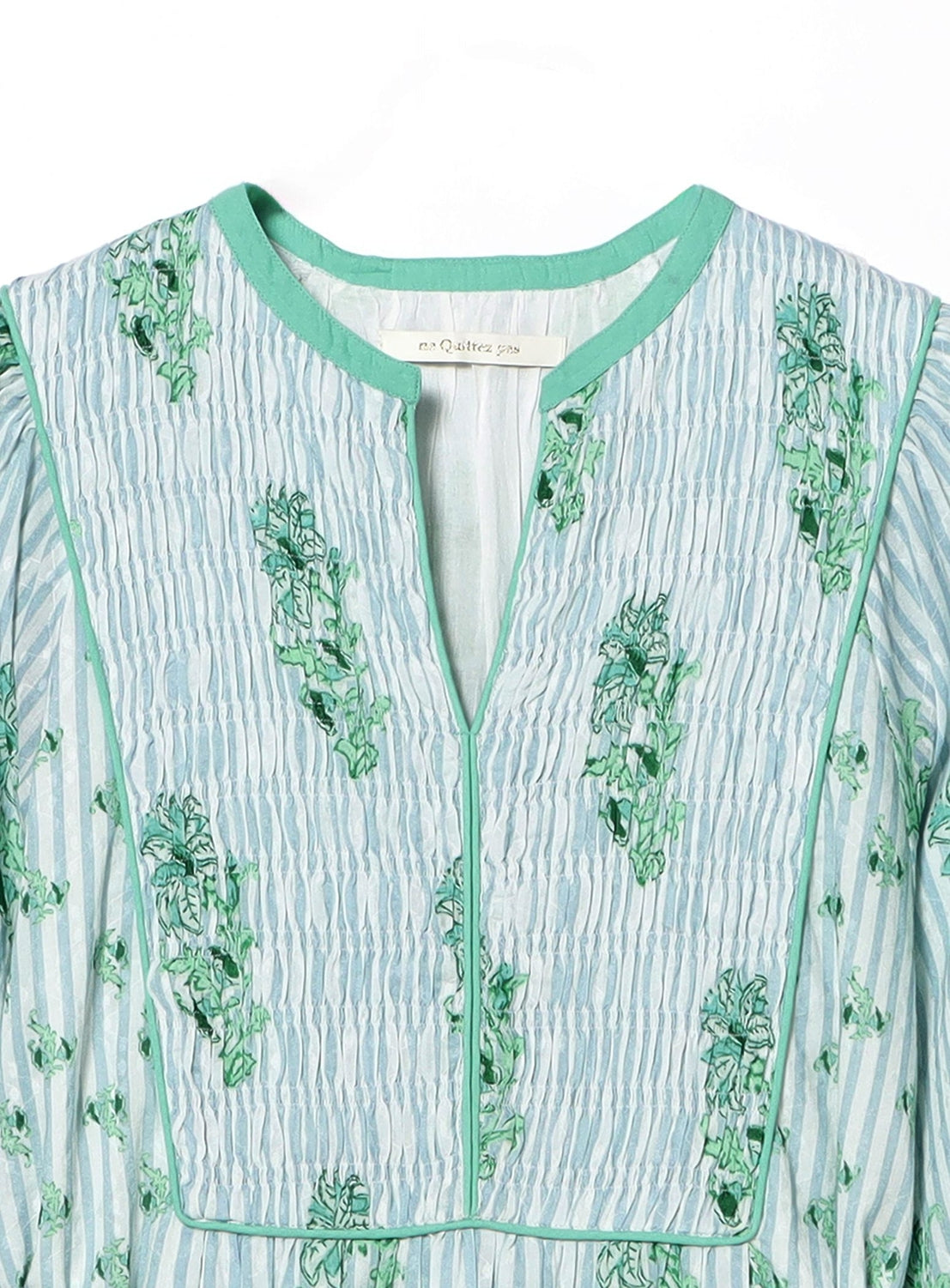 ne Quittez pas / Cotton Jacquard Lily Print Shirred Dress