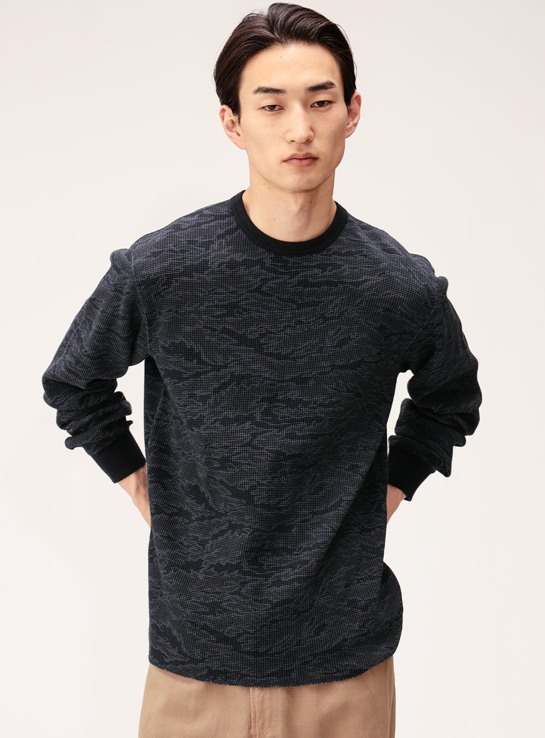 Camo Print Thermal Crew Neck