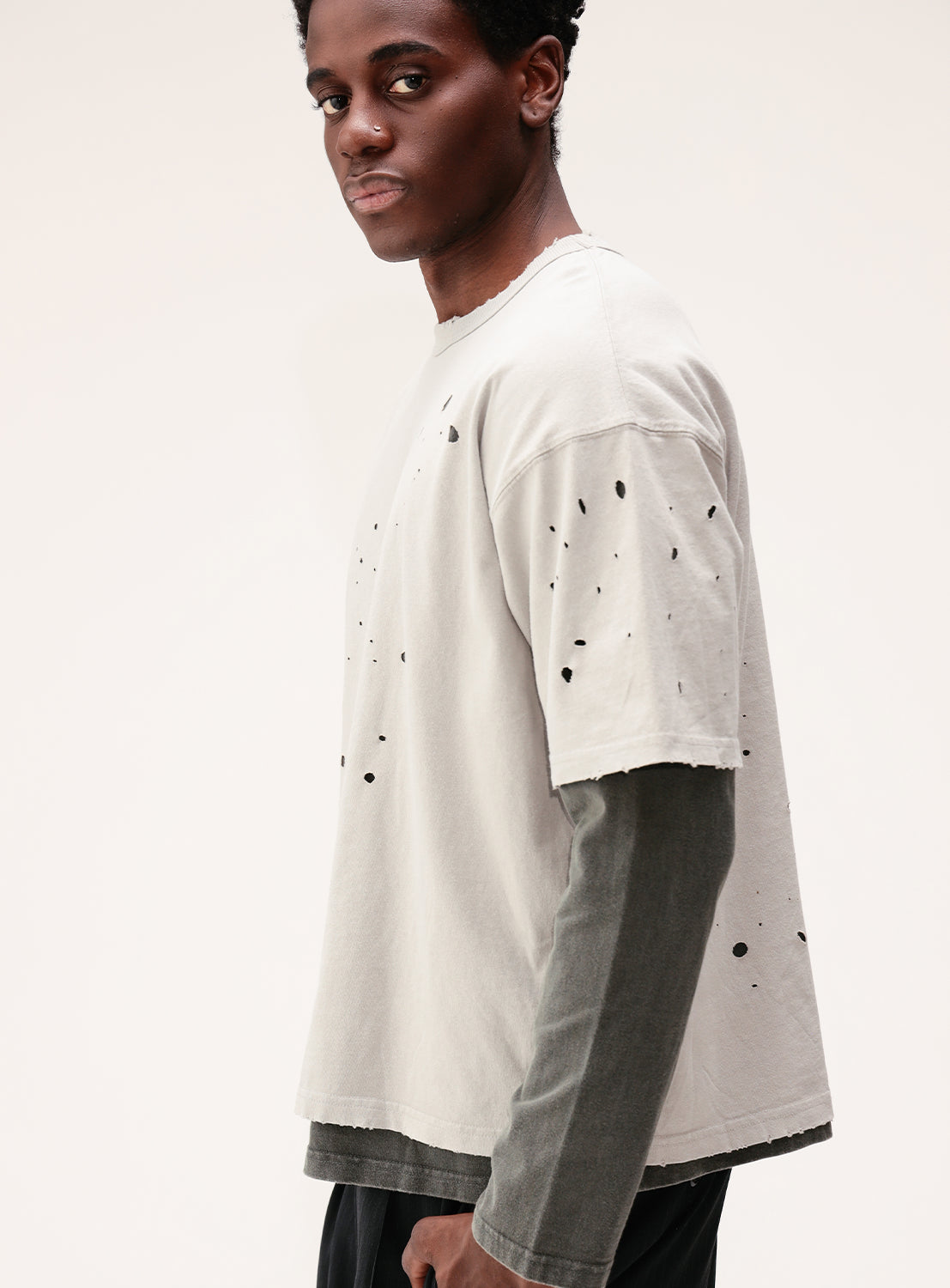 Layered Damage Long Sleeve T-Shirt