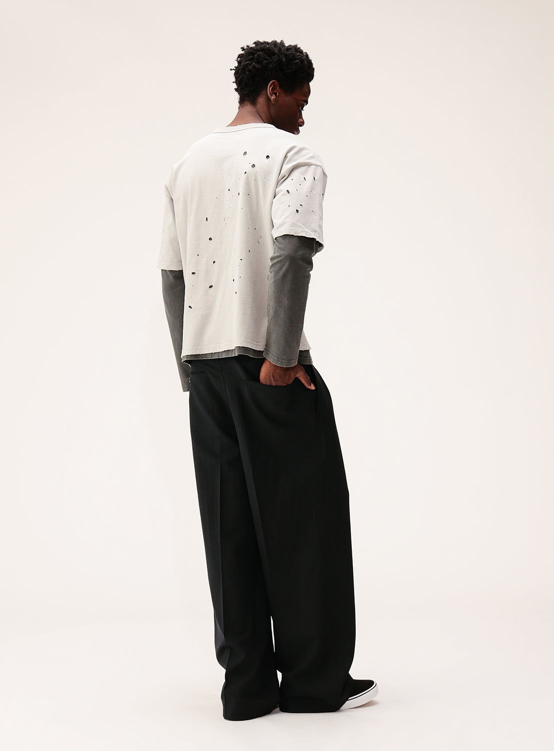 Layered Damage Long Sleeve T-Shirt