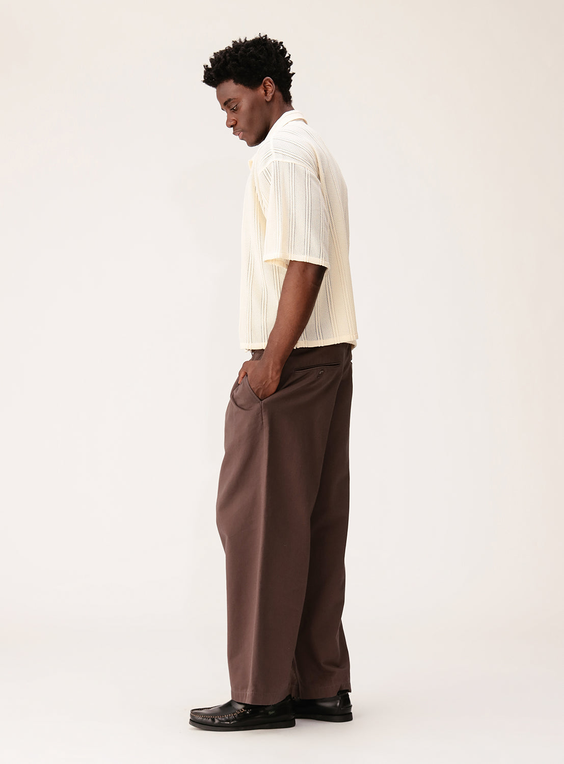 Short Mesh Open Collar Shirt