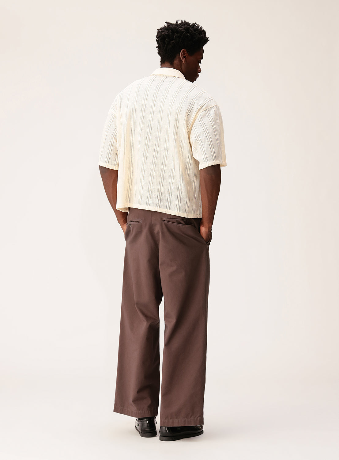 Short Mesh Open Collar Shirt