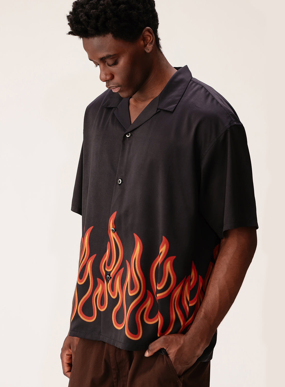 Print Open Loose Collar Shirt