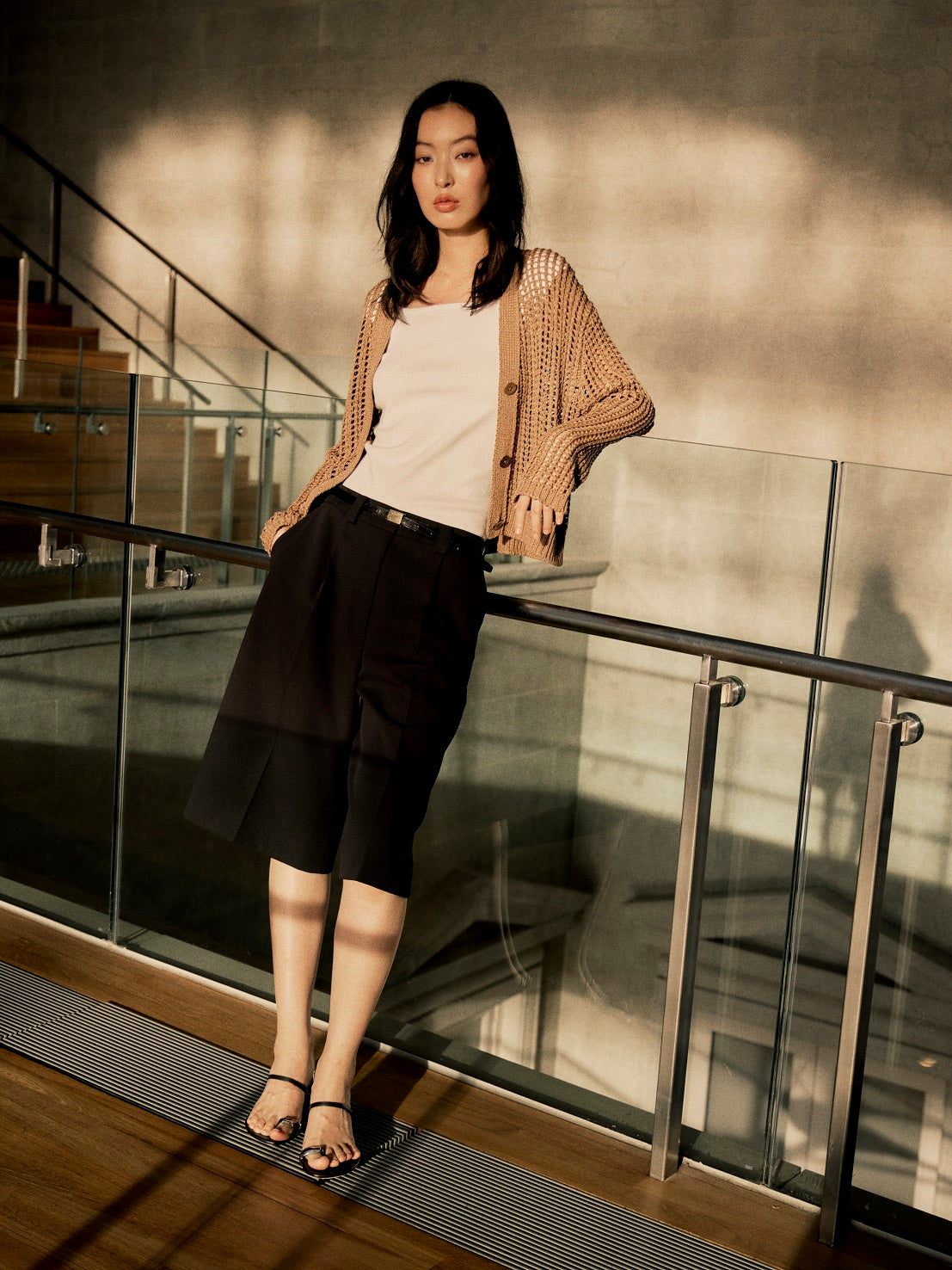 3-Gauge Cotton Mesh Cardigan