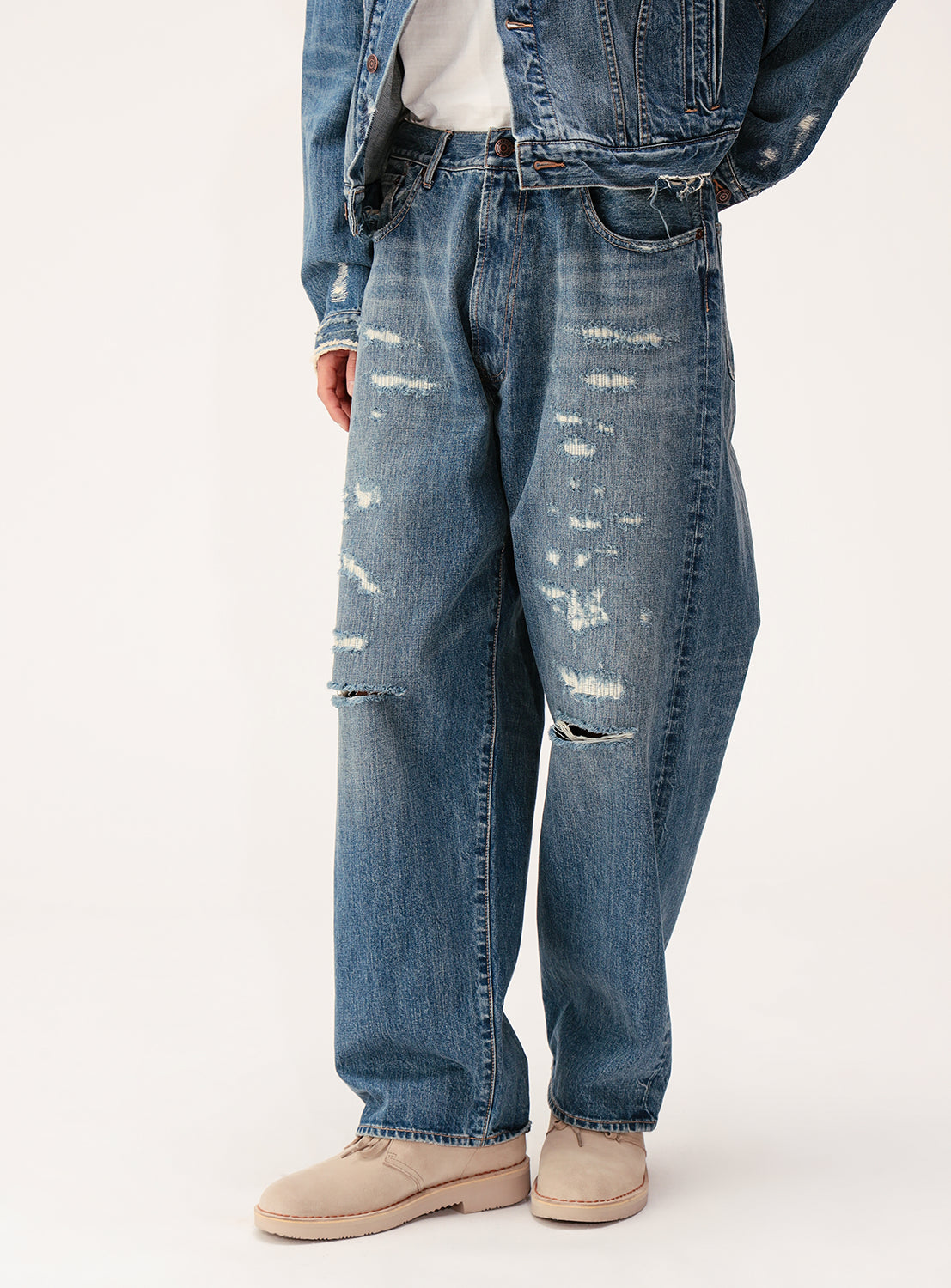 5 Pockets Damage Denim Pants
