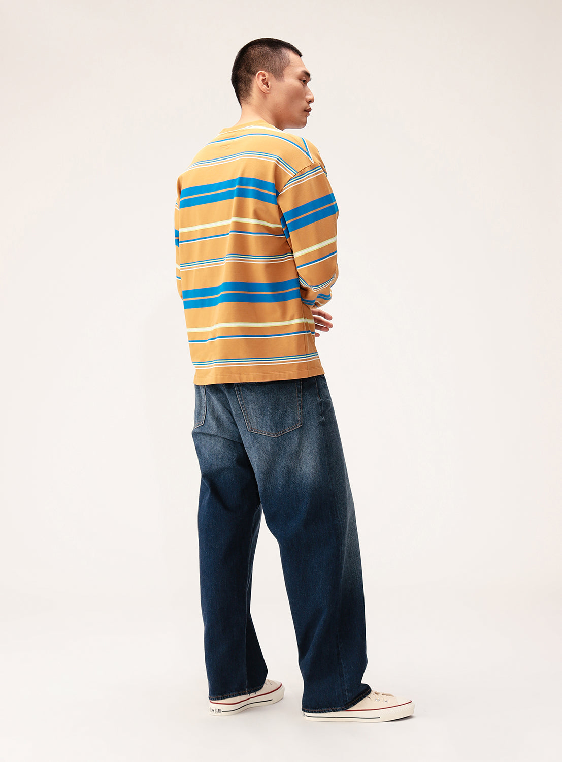 Multi-Stripe Crew Neck Wide Fit Sweatshirt