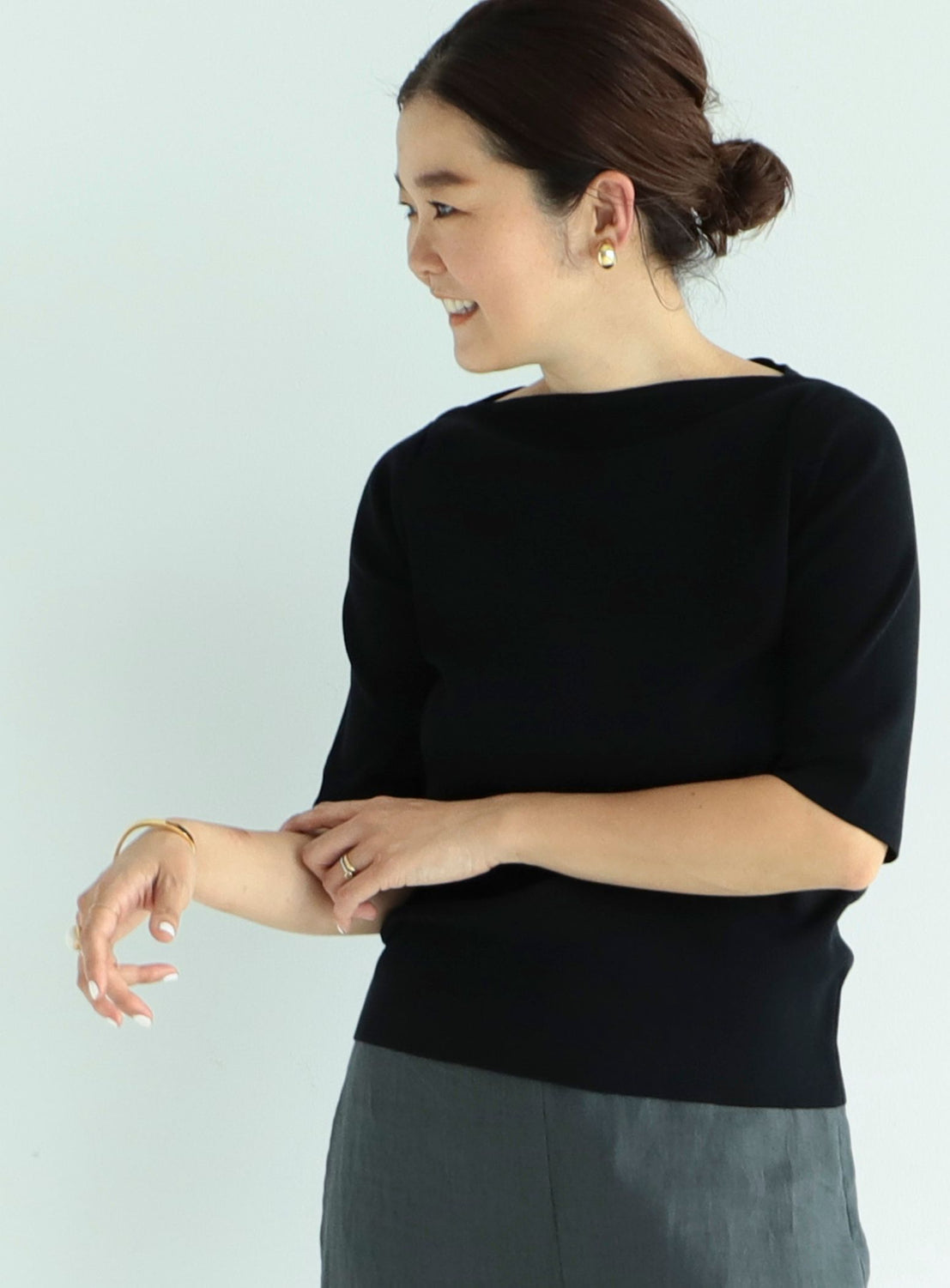 Simple Boat Neck Knit .M