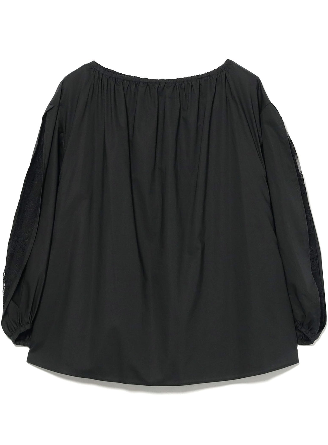 Lace-Sleeve Gathered Blouse