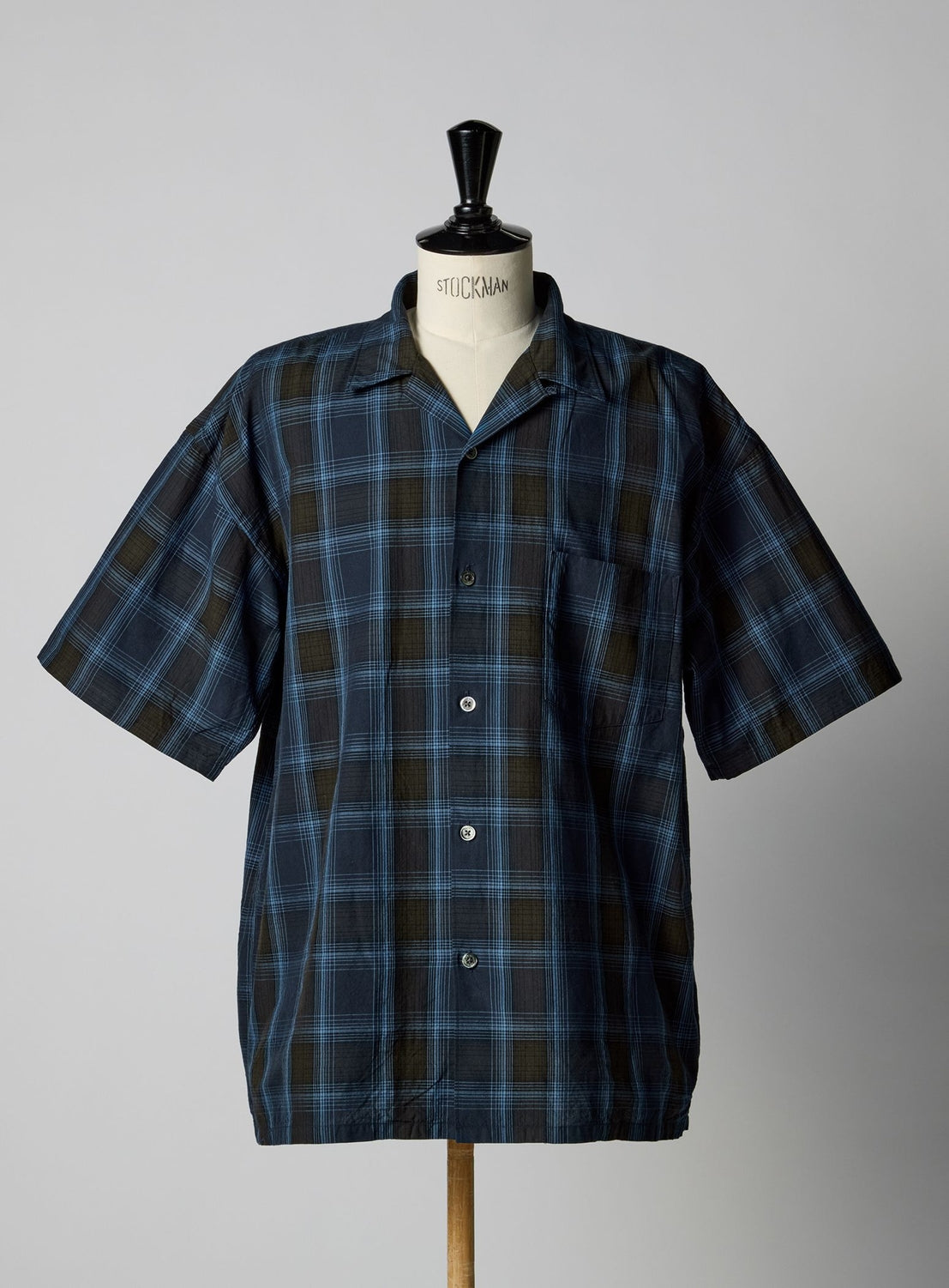 the A / Indigo Check Open Collar Shirt