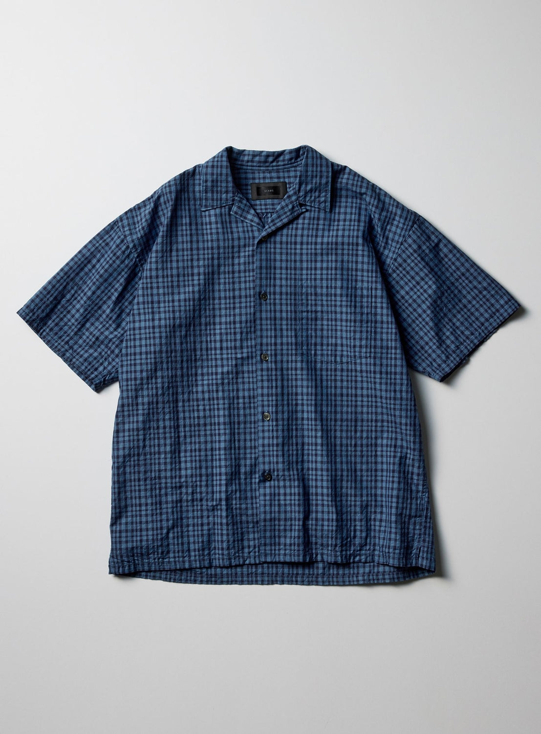 the A / Indigo Check Open Collar Shirt