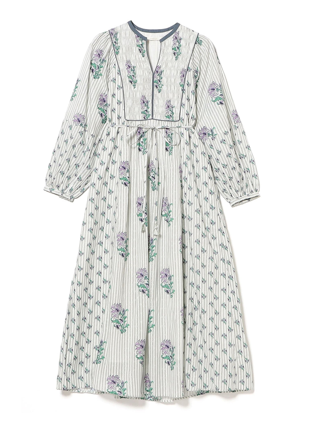 ne Quittez pas / Cotton Jacquard Lily Print Shirred Dress