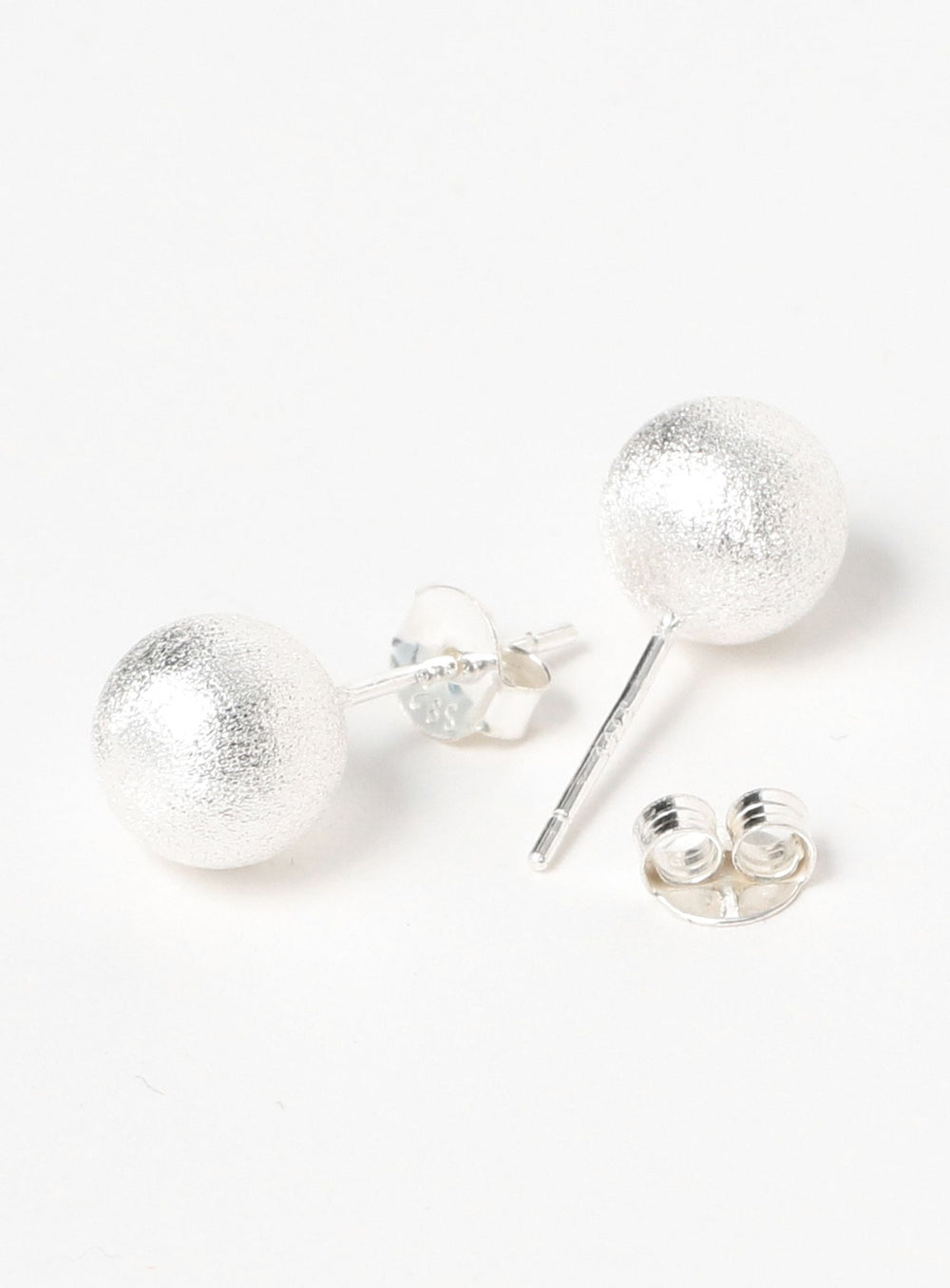 Silver Matte Ball Earrings