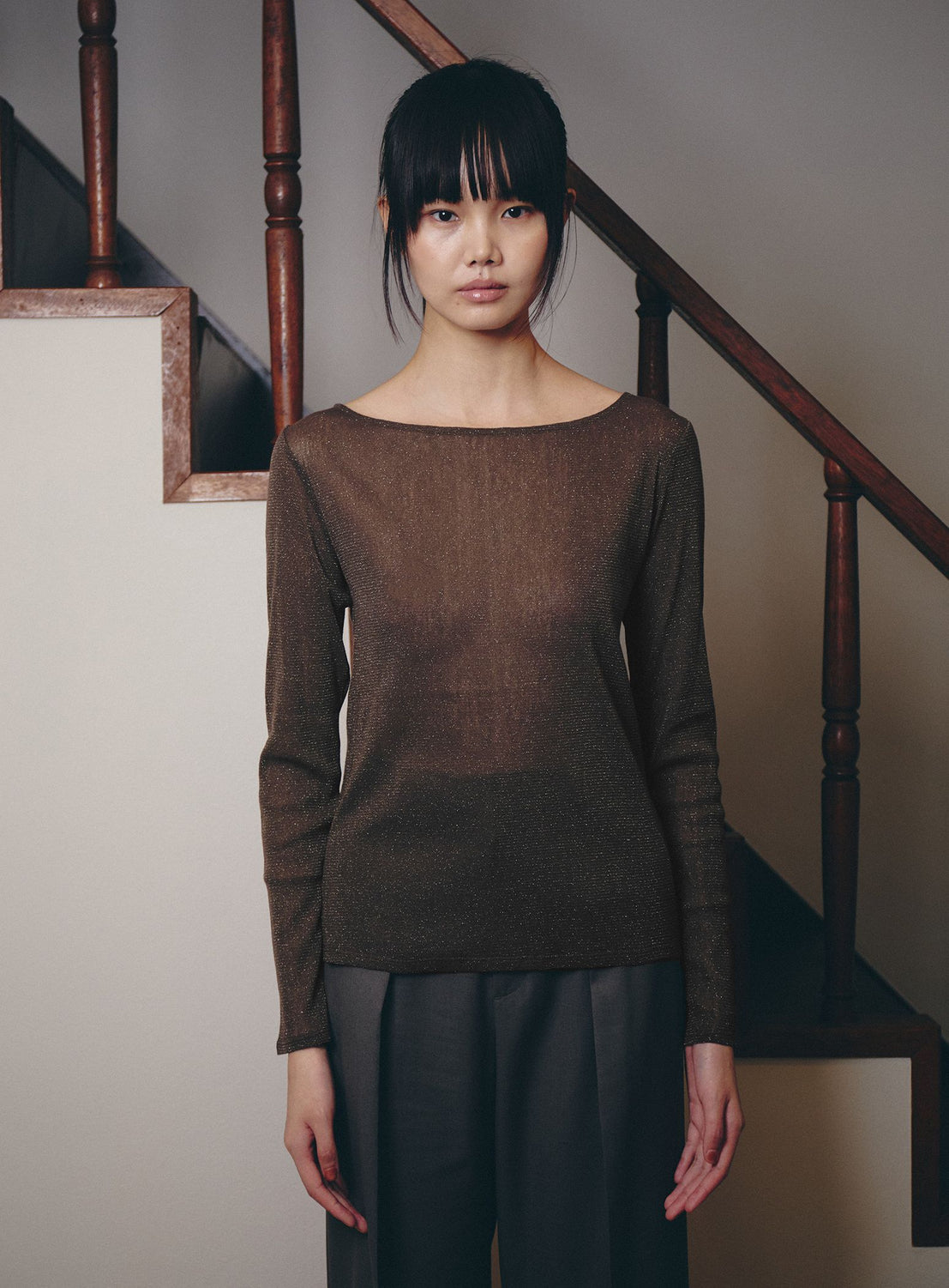 BEAMS SALON / KiraKira Sheer Long Sleeve Top