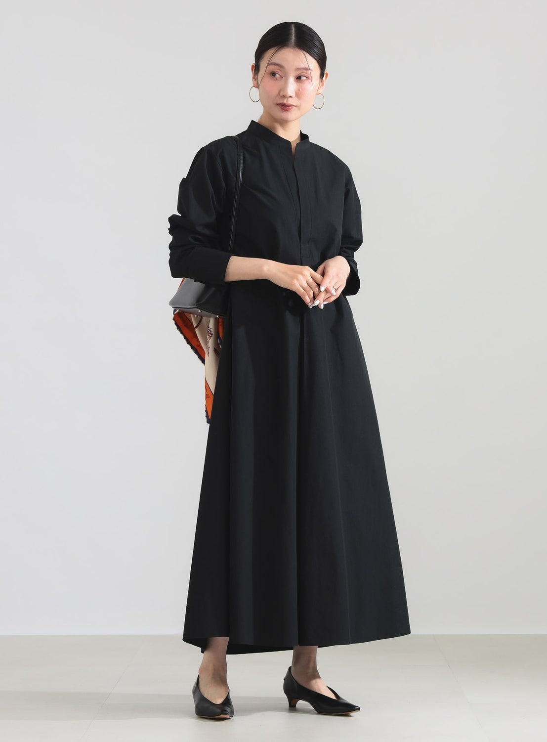 Cotton Nylon Flare Shirt Dress