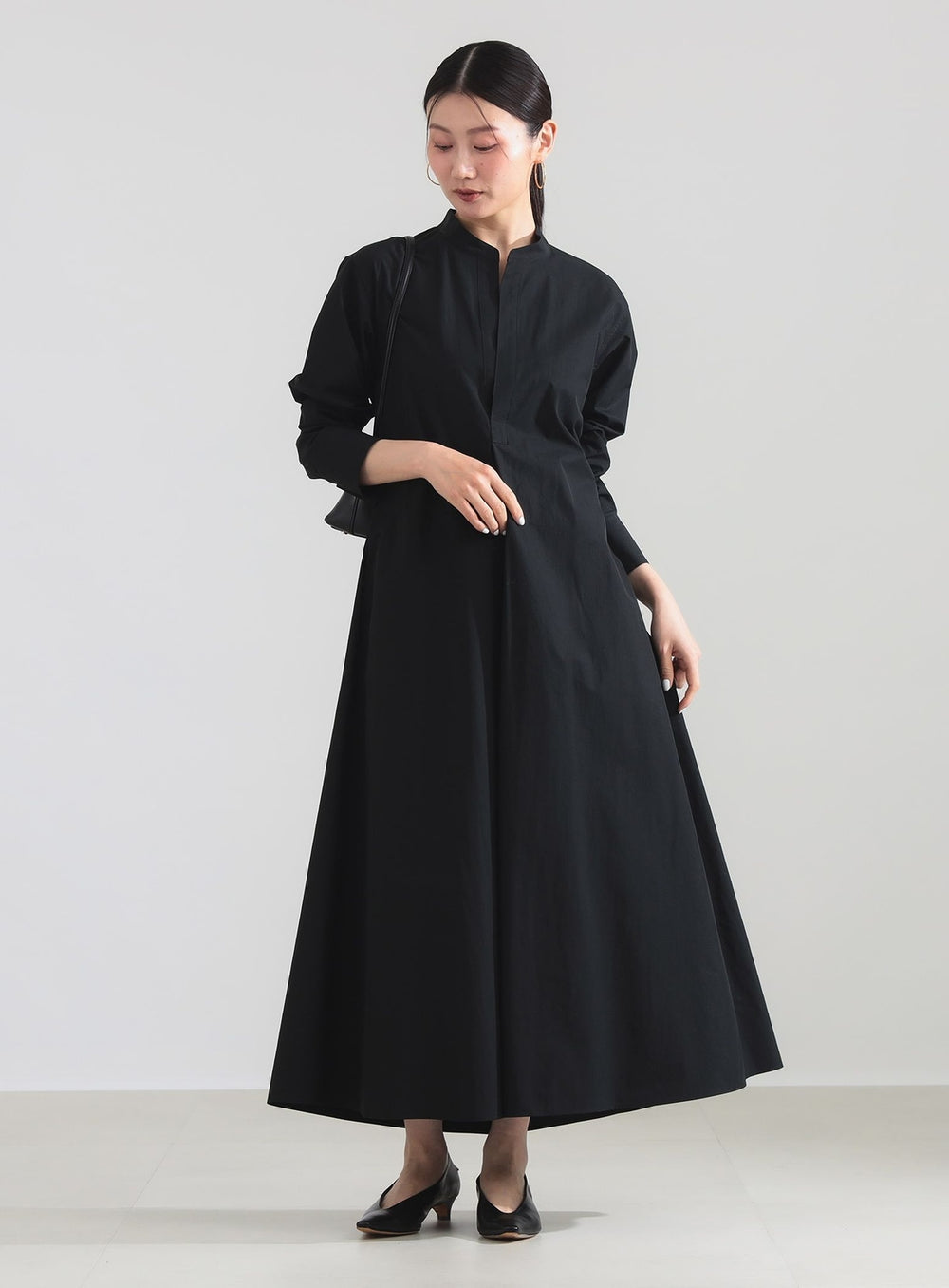 Cotton Nylon Flare Shirt Dress