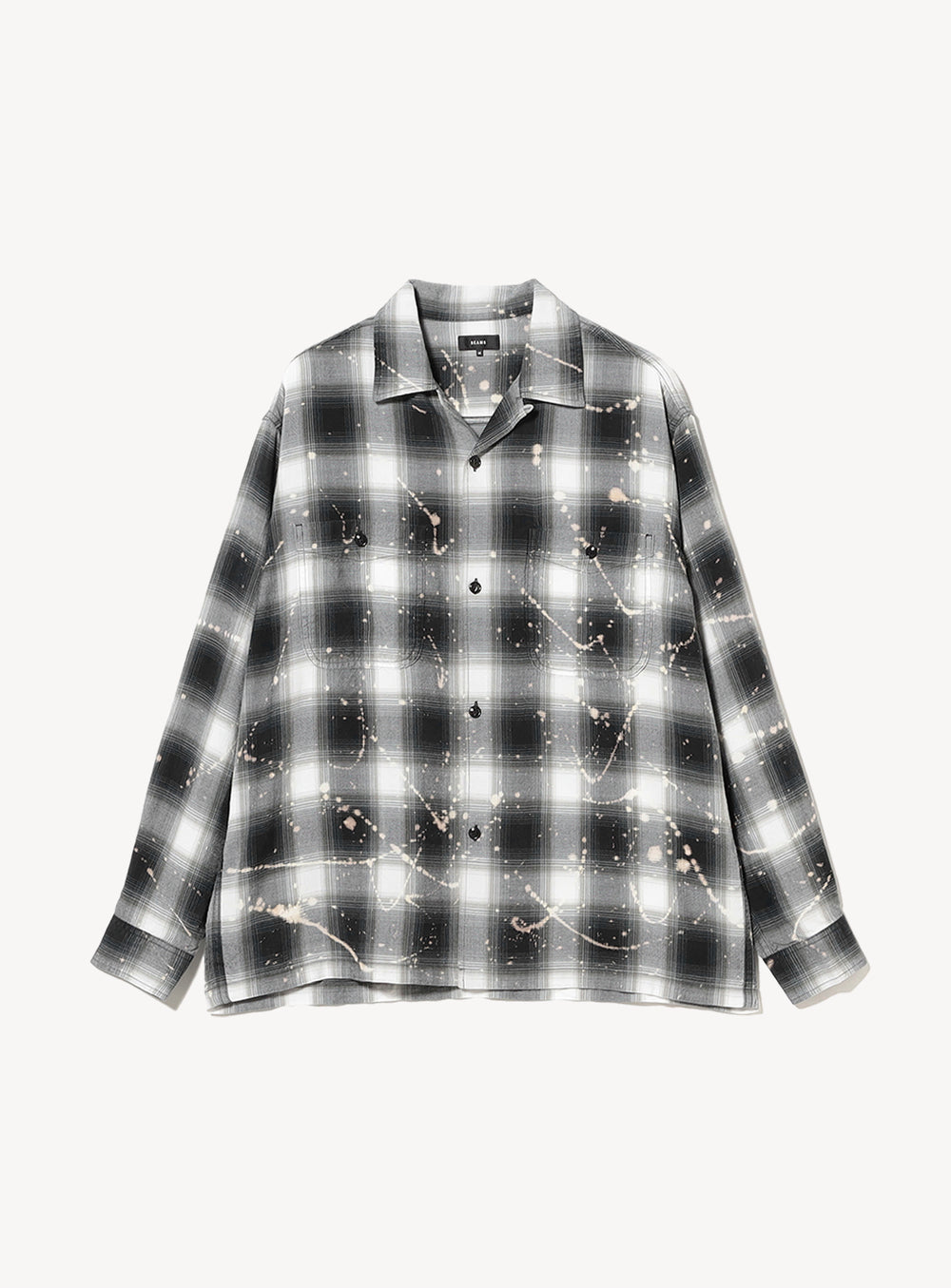 Bleached Ombré Check Open Collar Shirt