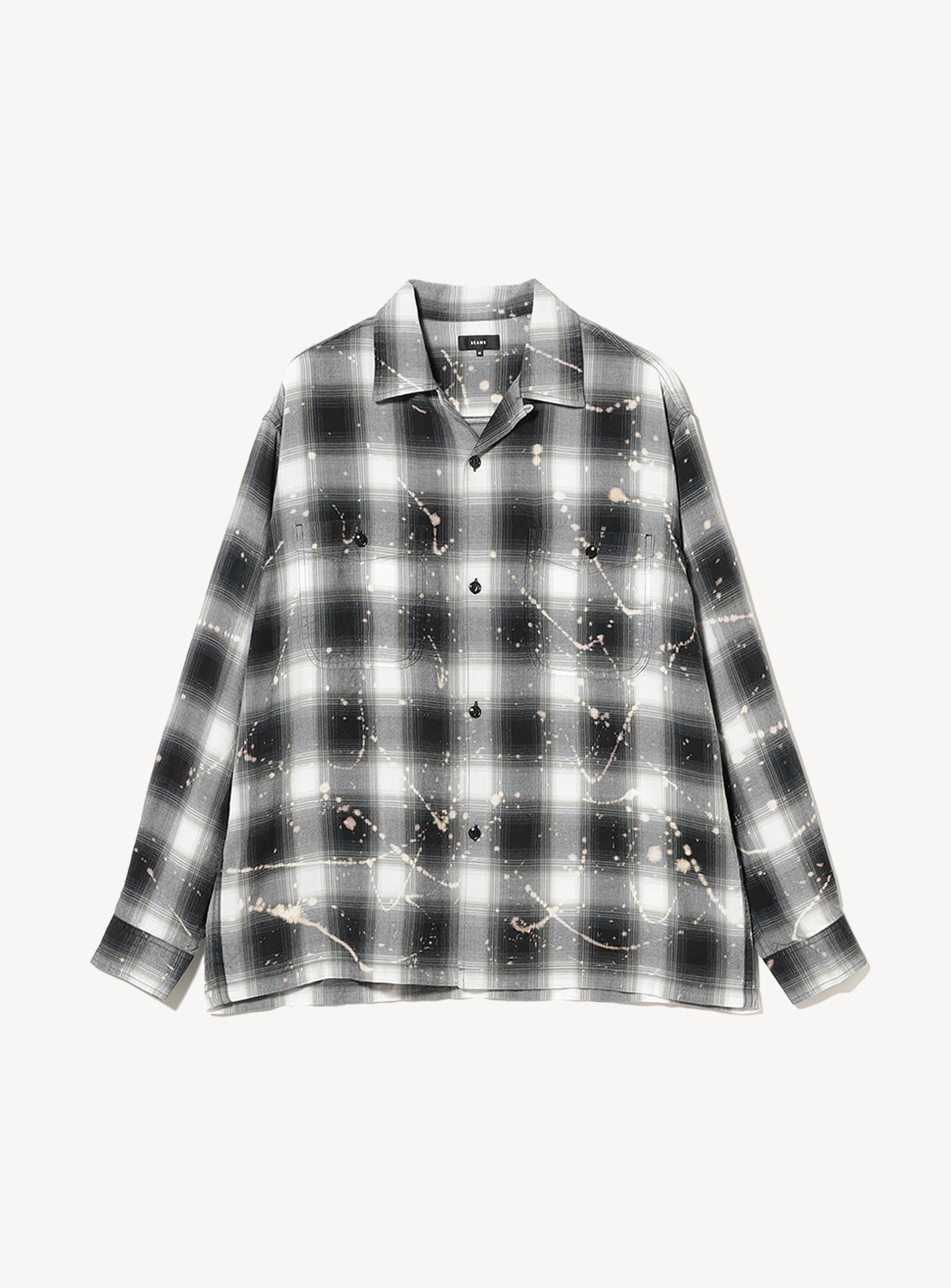 Bleached Ombré Check Open Collar Shirt