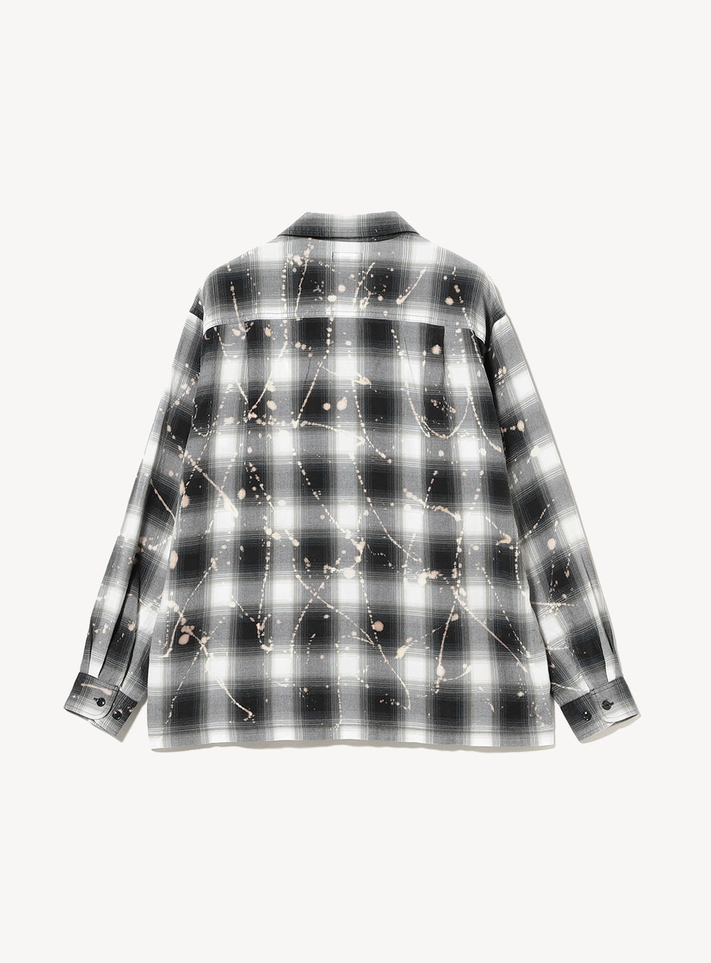 Bleached Ombré Check Open Collar Shirt