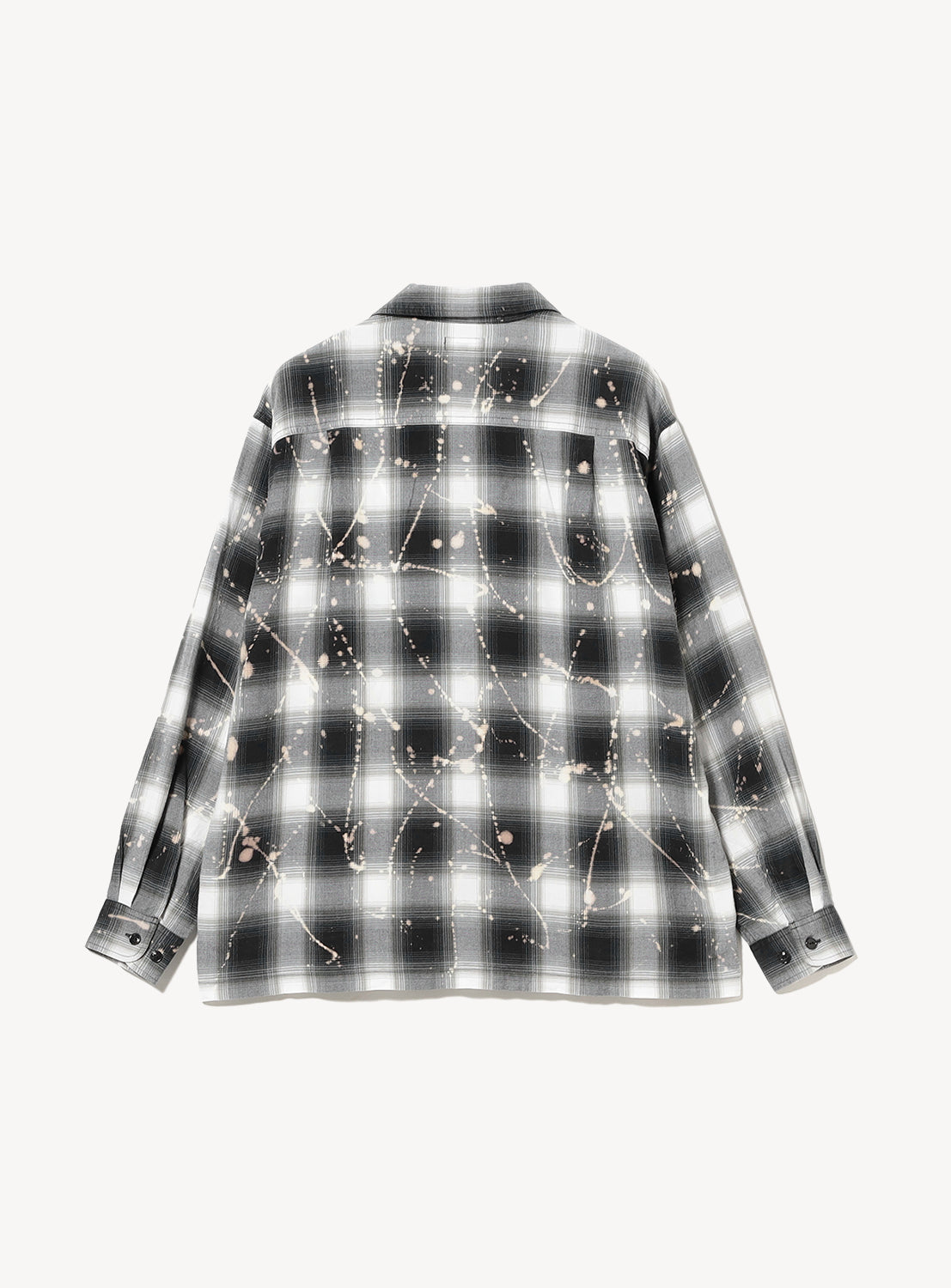 Bleached Ombré Check Open Collar Shirt