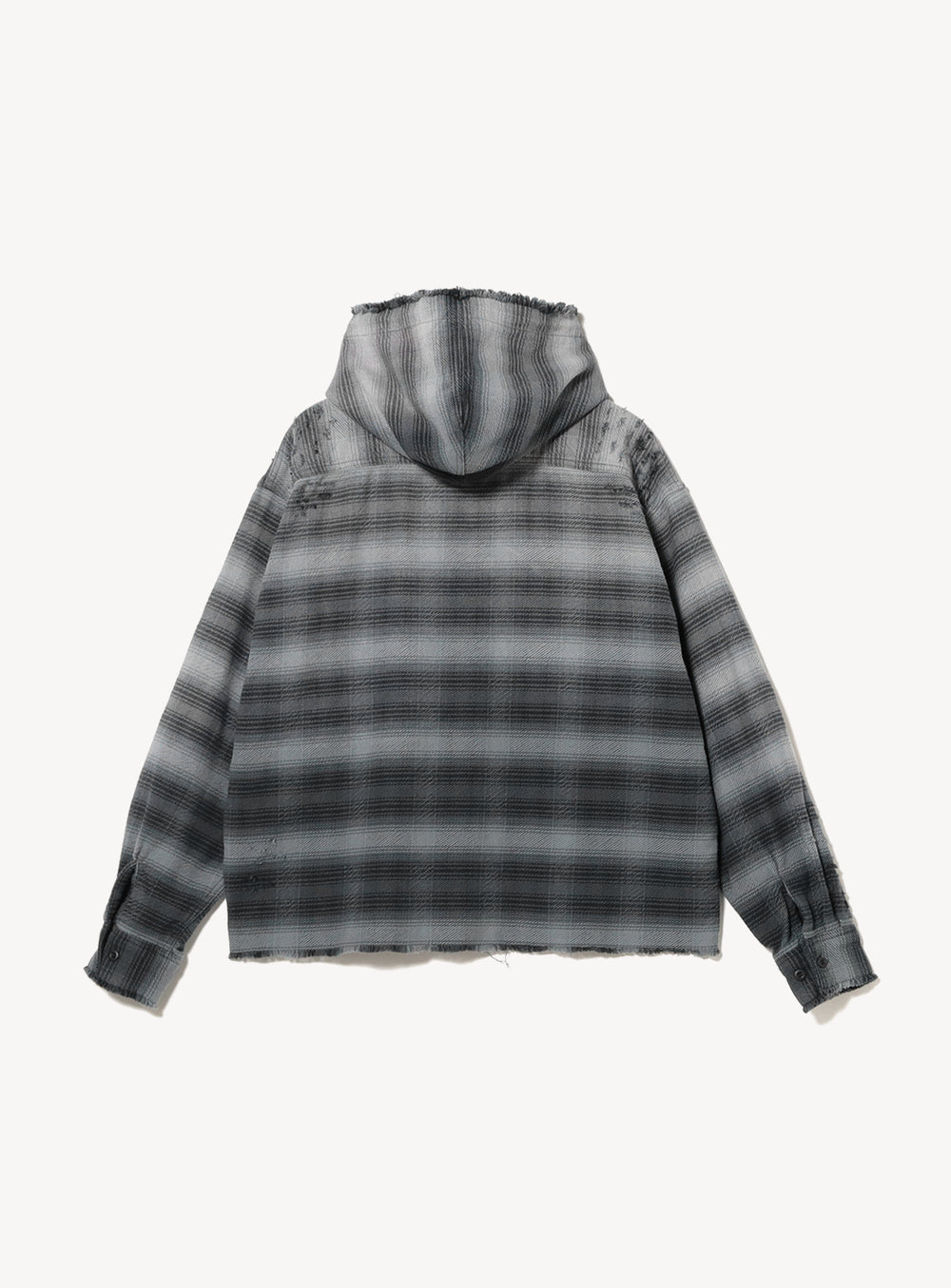 เสื้อเชิ้ตลายสก๊อตมีฮู้ด สไตล์วินเทจ [ทรงกว้างสั้น]