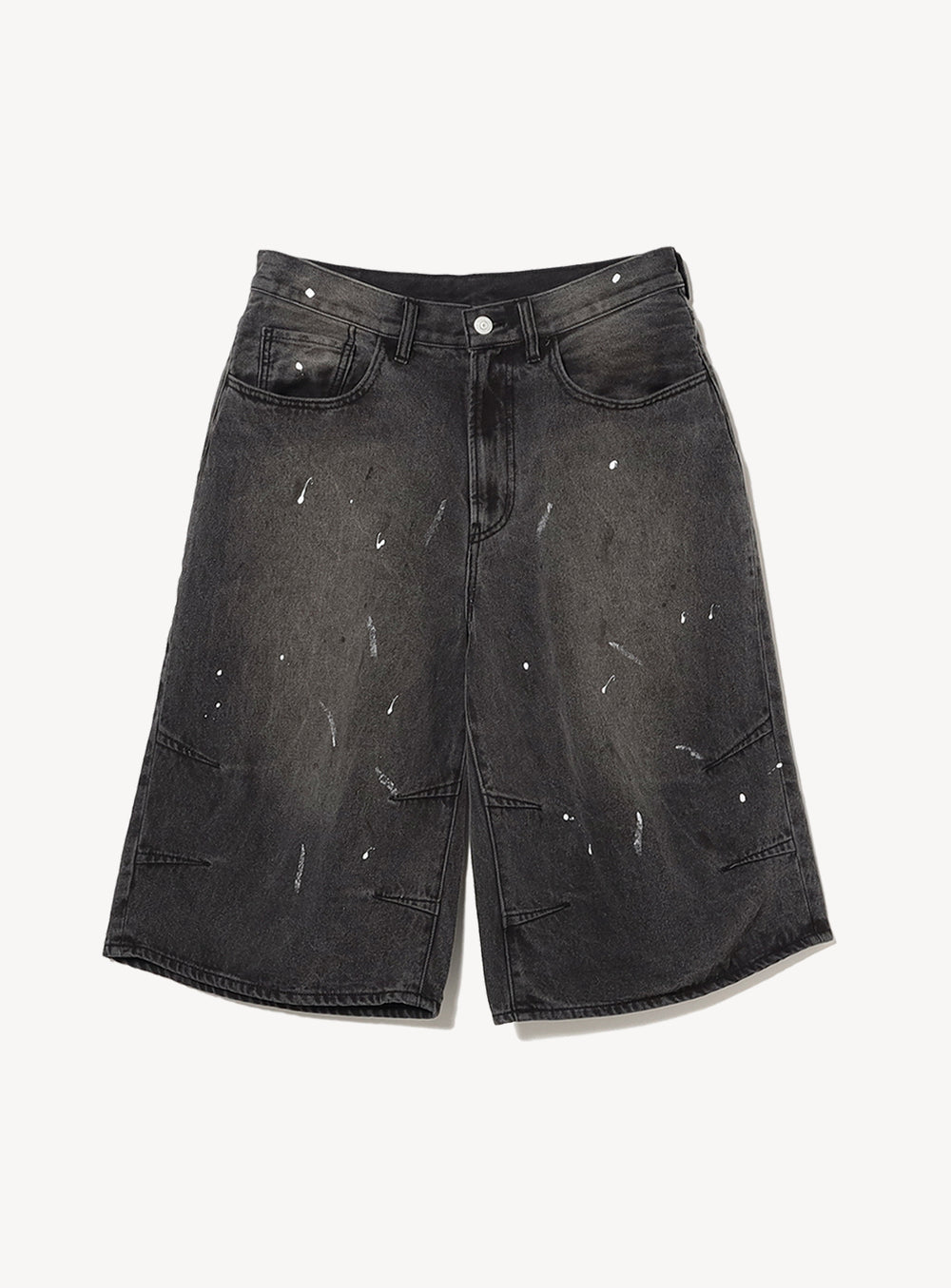Wide Paint Denim Three Quarters Pants
