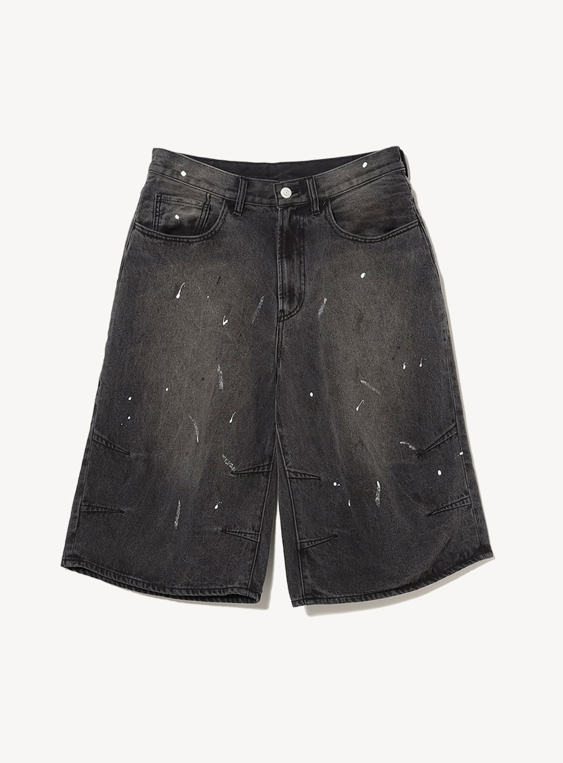 Wide Paint Denim Three Quarters Pants