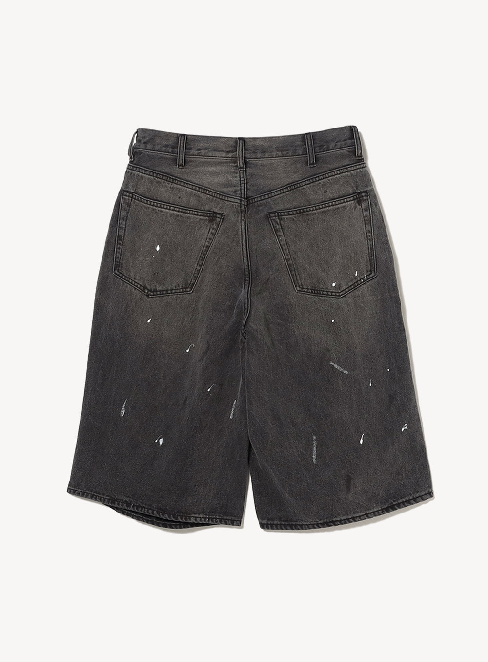 Wide Paint Denim Three Quarters Pants