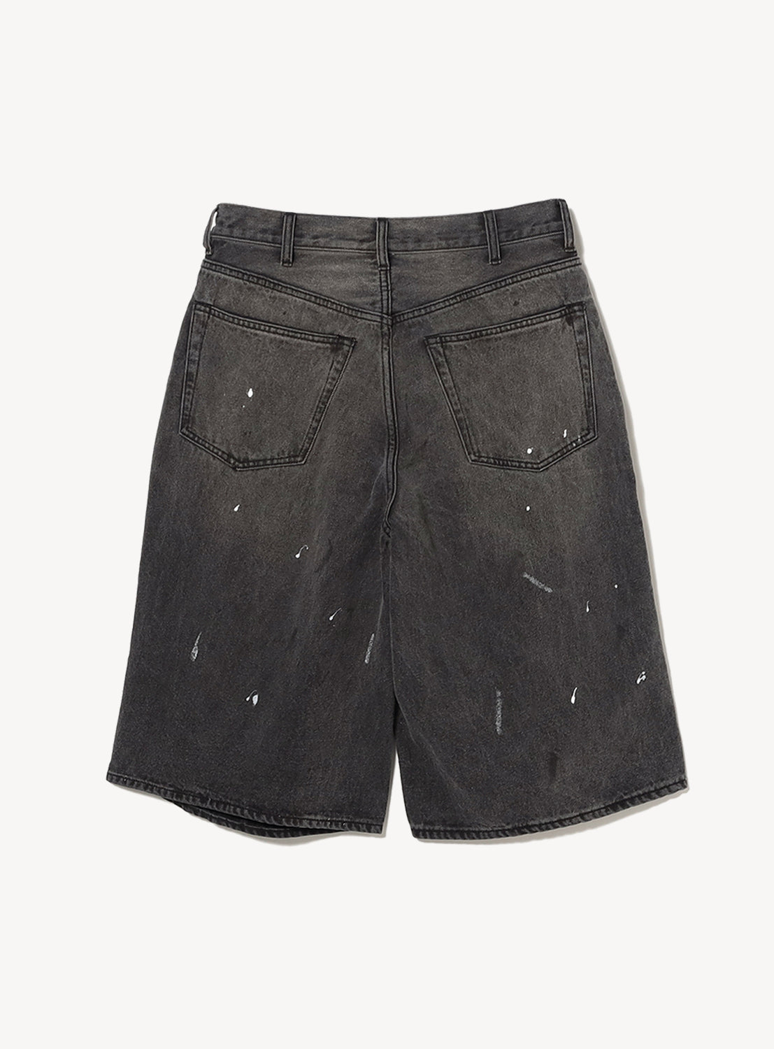 Wide Paint Denim Three Quarters Pants