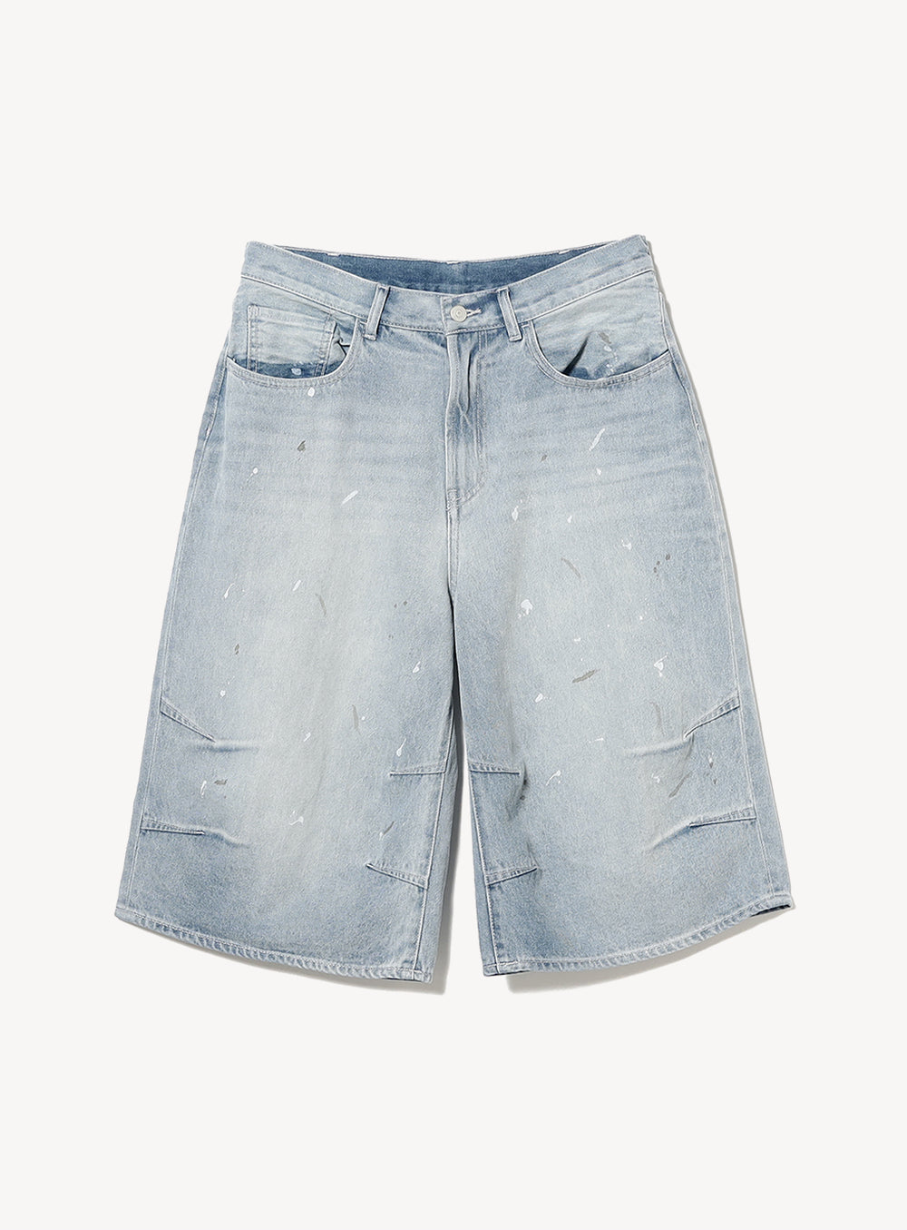 Wide Paint Denim Three Quarters Pants