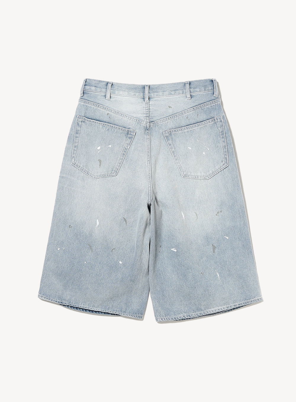 Wide Paint Denim Three Quarters Pants