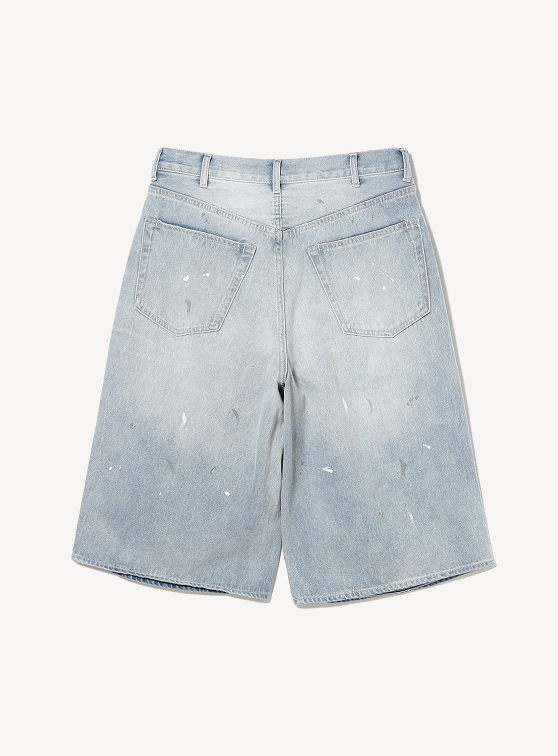 Wide Paint Denim Three Quarters Pants
