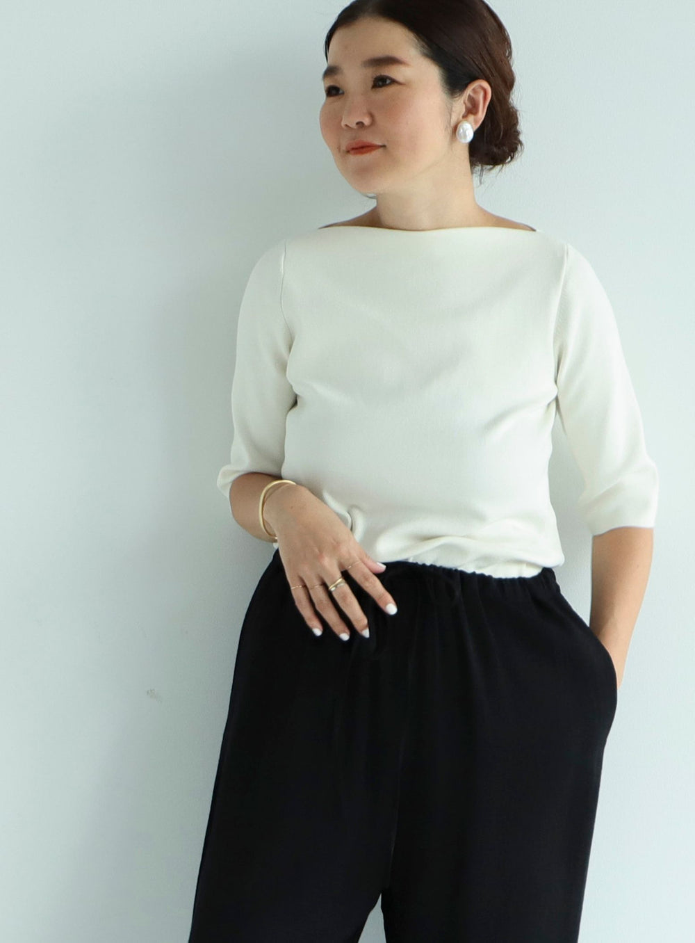 Simple Boat Neck Knit .M