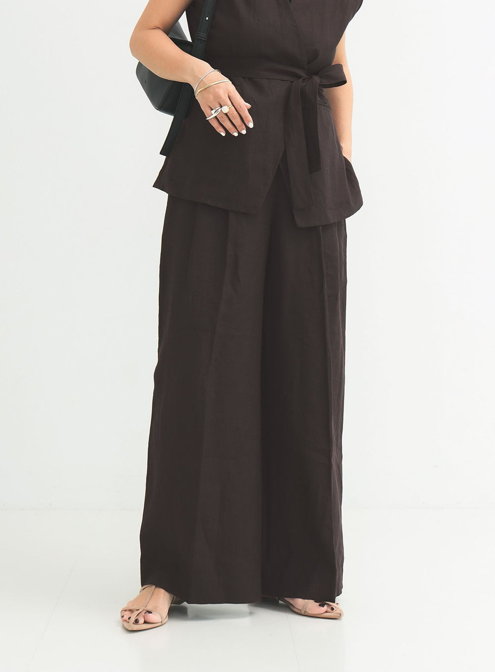 Simple Linen Wide Pants .M