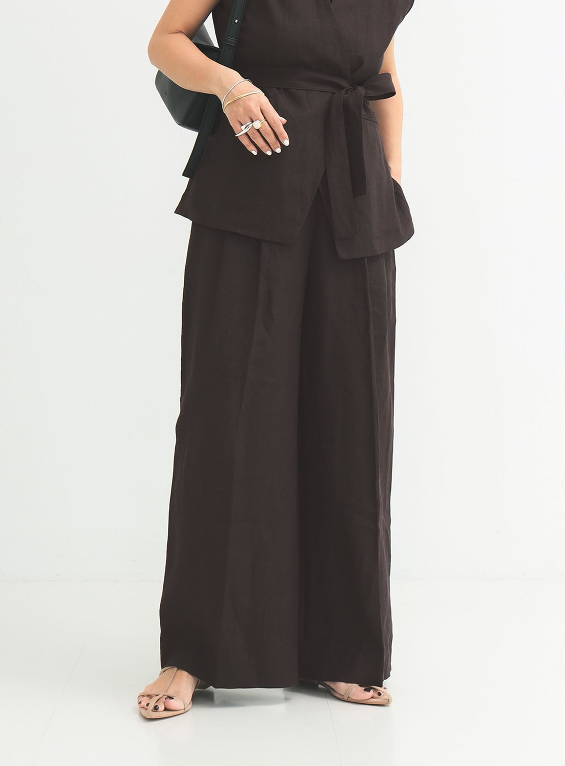 Simple Linen Wide Pants .M