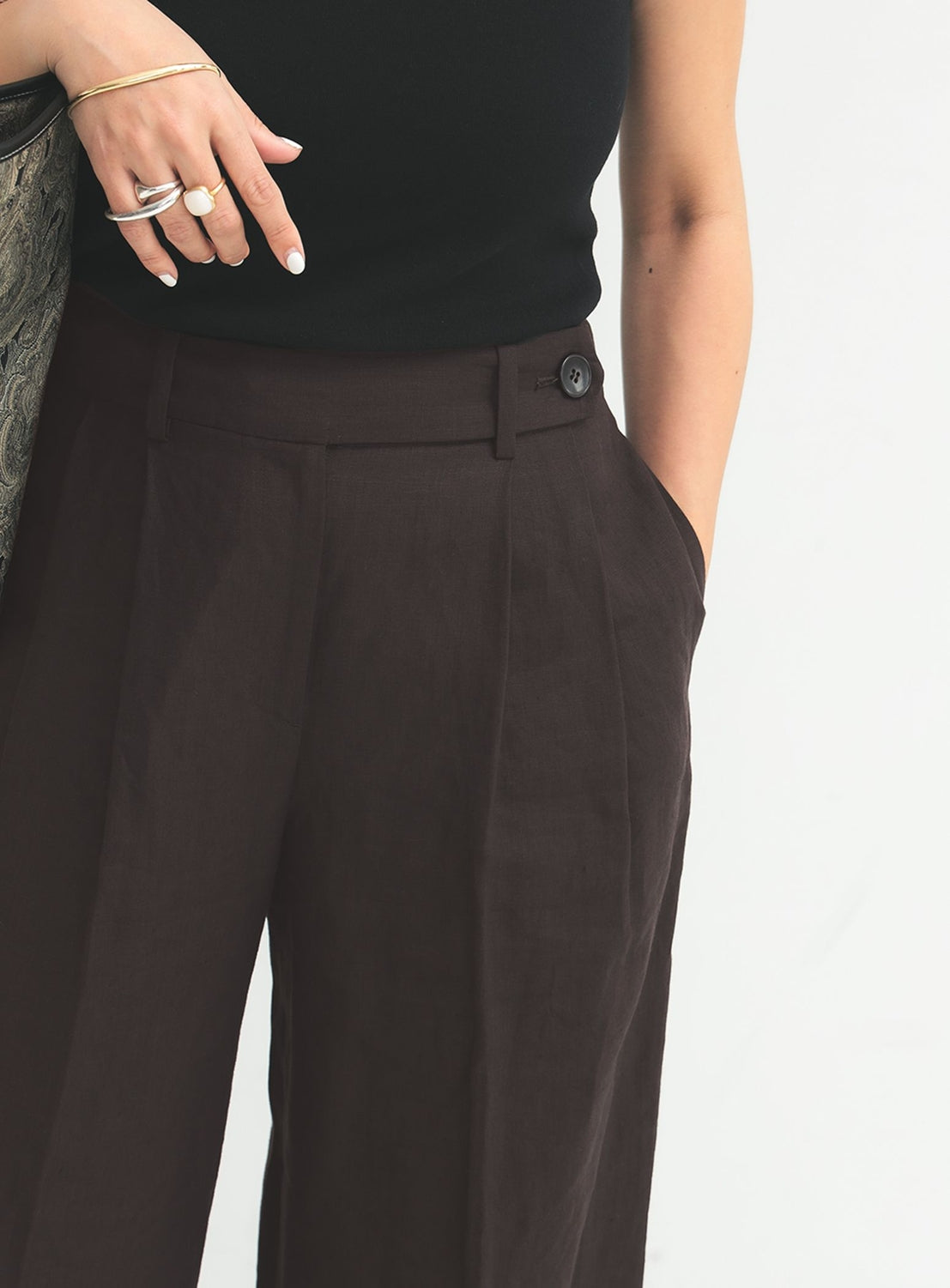 Simple Linen Wide Pants .M