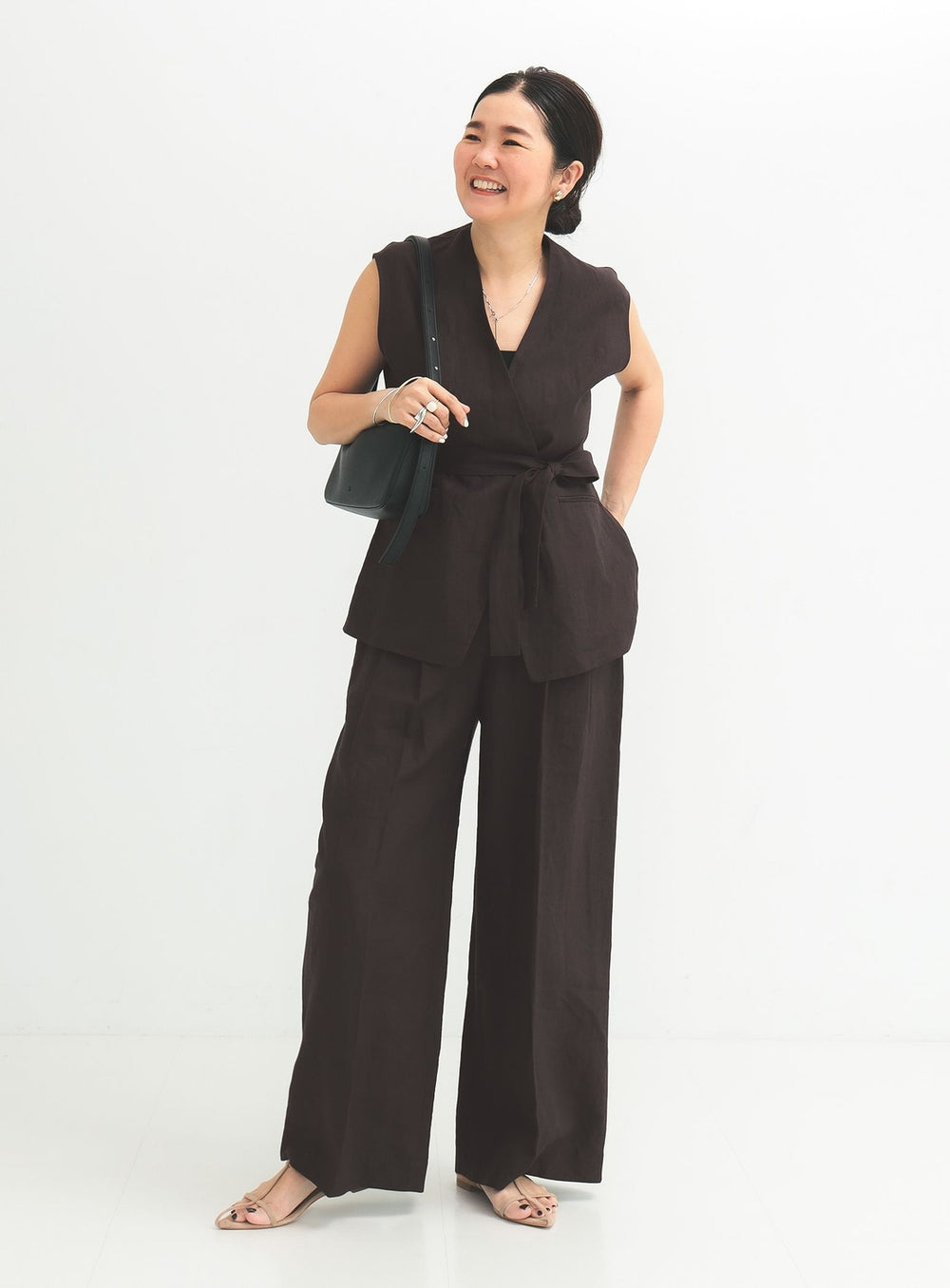 Simple Linen Wide Pants .M