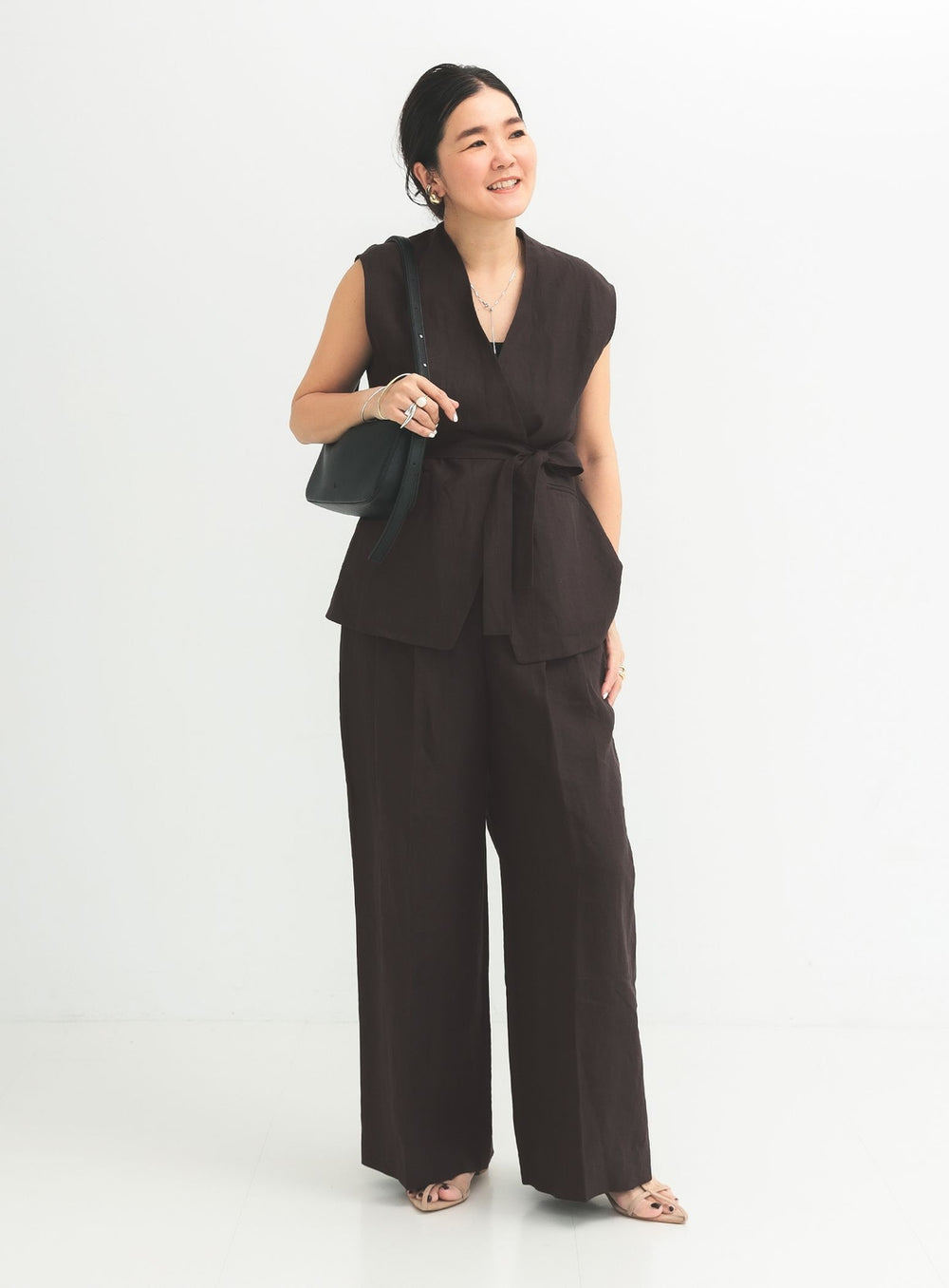 Simple Linen Wide Pants .M