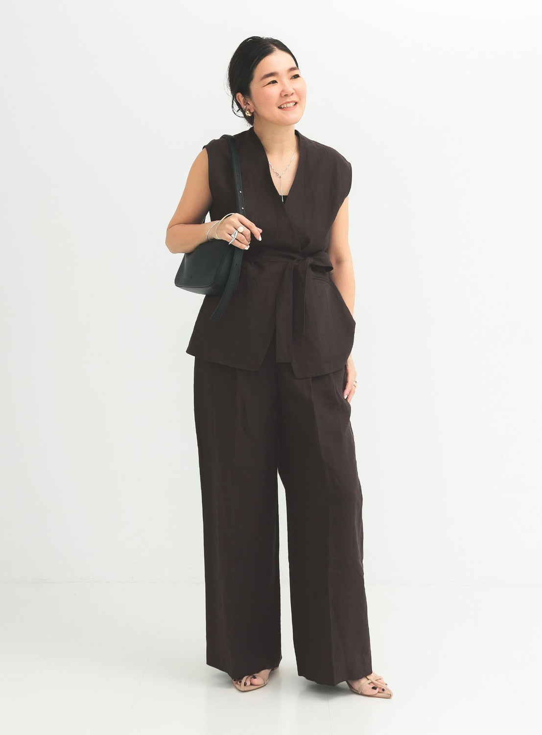 Simple Linen Wide Pants .M