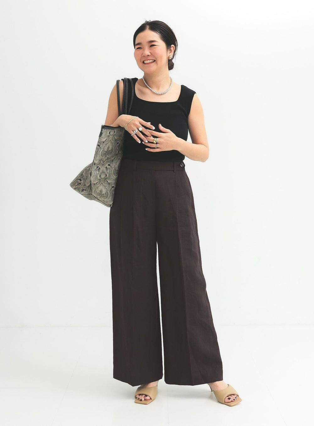 Simple Linen Wide Pants .M