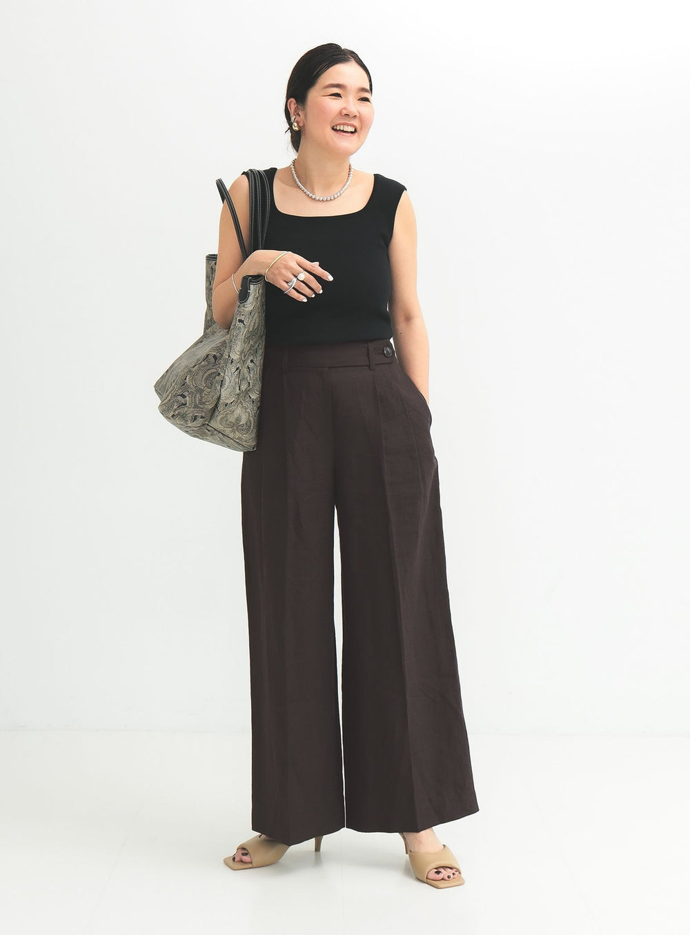 Simple Linen Wide Pants .M